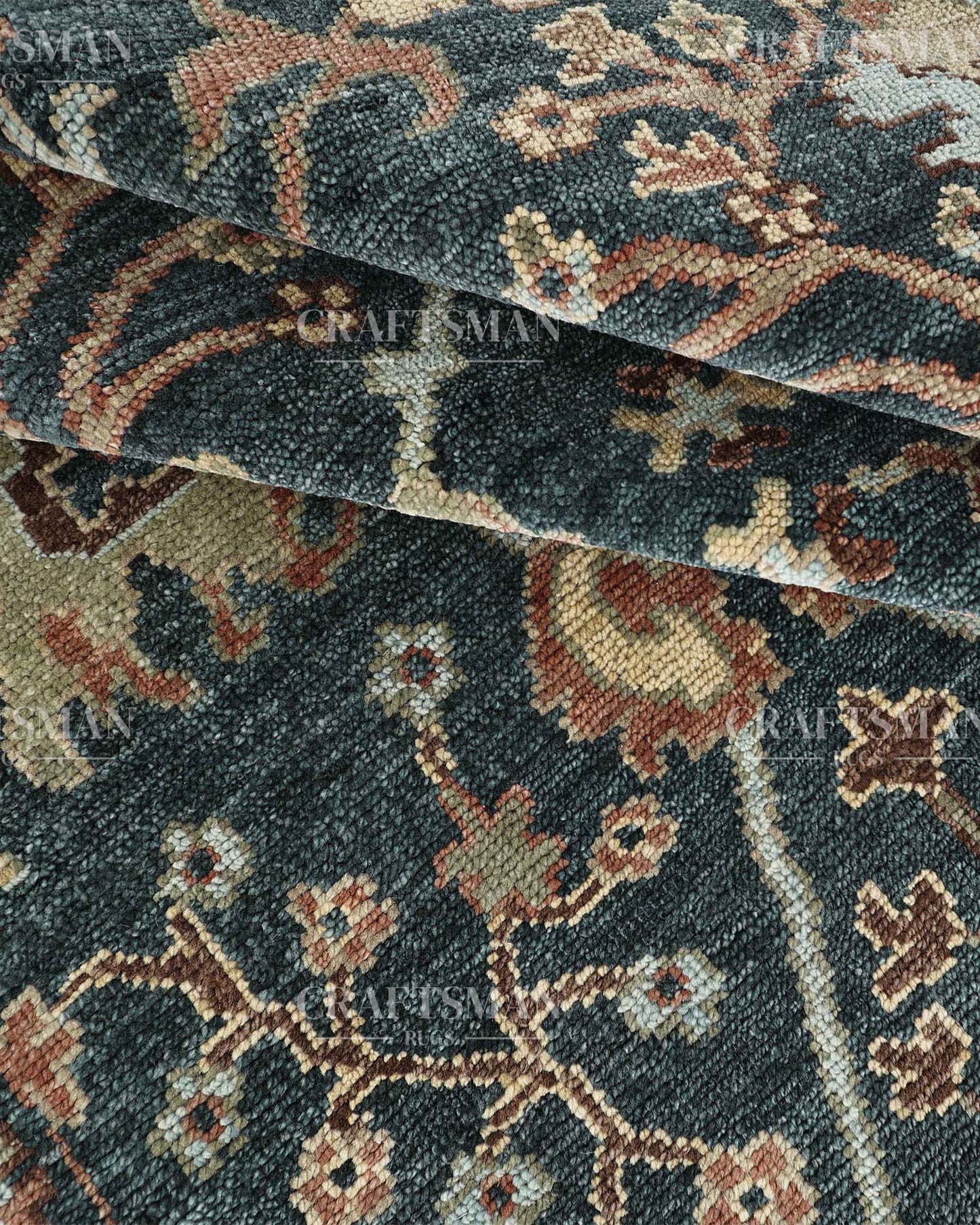Erdis Wool Hand-Knotted Oushak-Inspired Rug