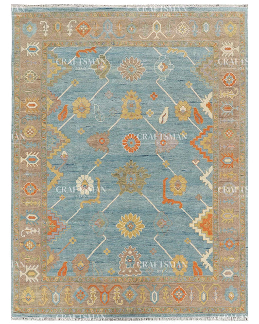Textura Wool Hand-Knotted Oushak-Inspired Rug