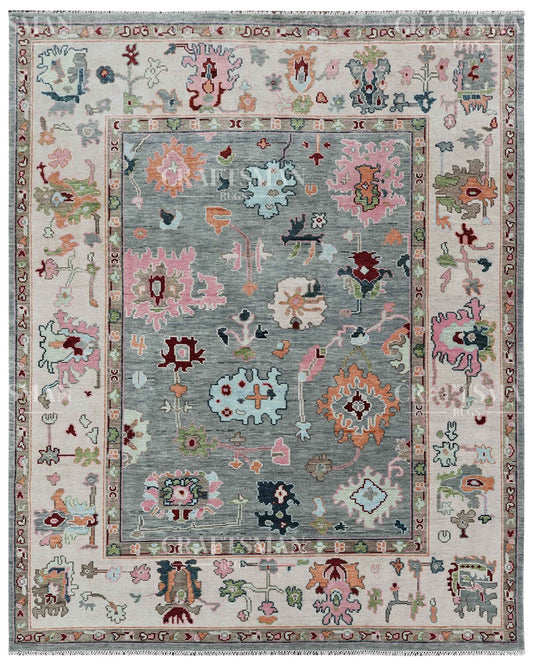8x10 feet Wool Hand-Knotted Oushak-Inspired Rug | Craftsman Rugs Exclusive