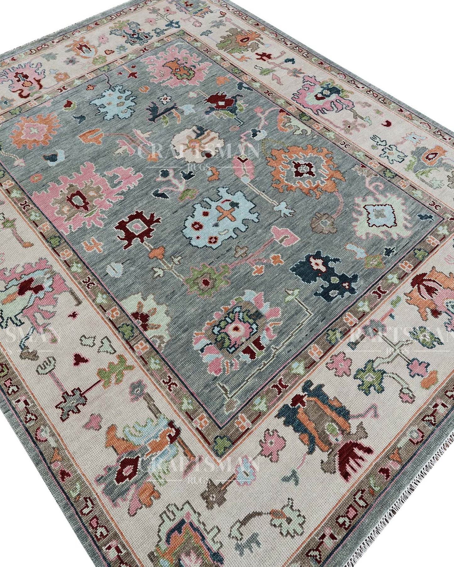 8x10 feet Wool Hand-Knotted Oushak-Inspired Rug | Craftsman Rugs Exclusive