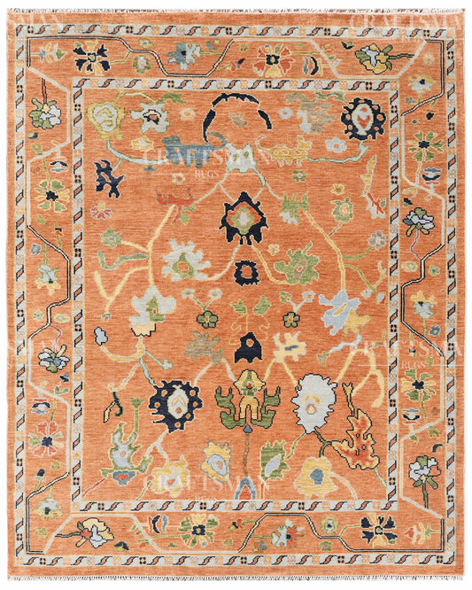 8x10 feet Wool Hand-Knotted Oushak-Inspired Rug | Craftsman Rugs Exclusive