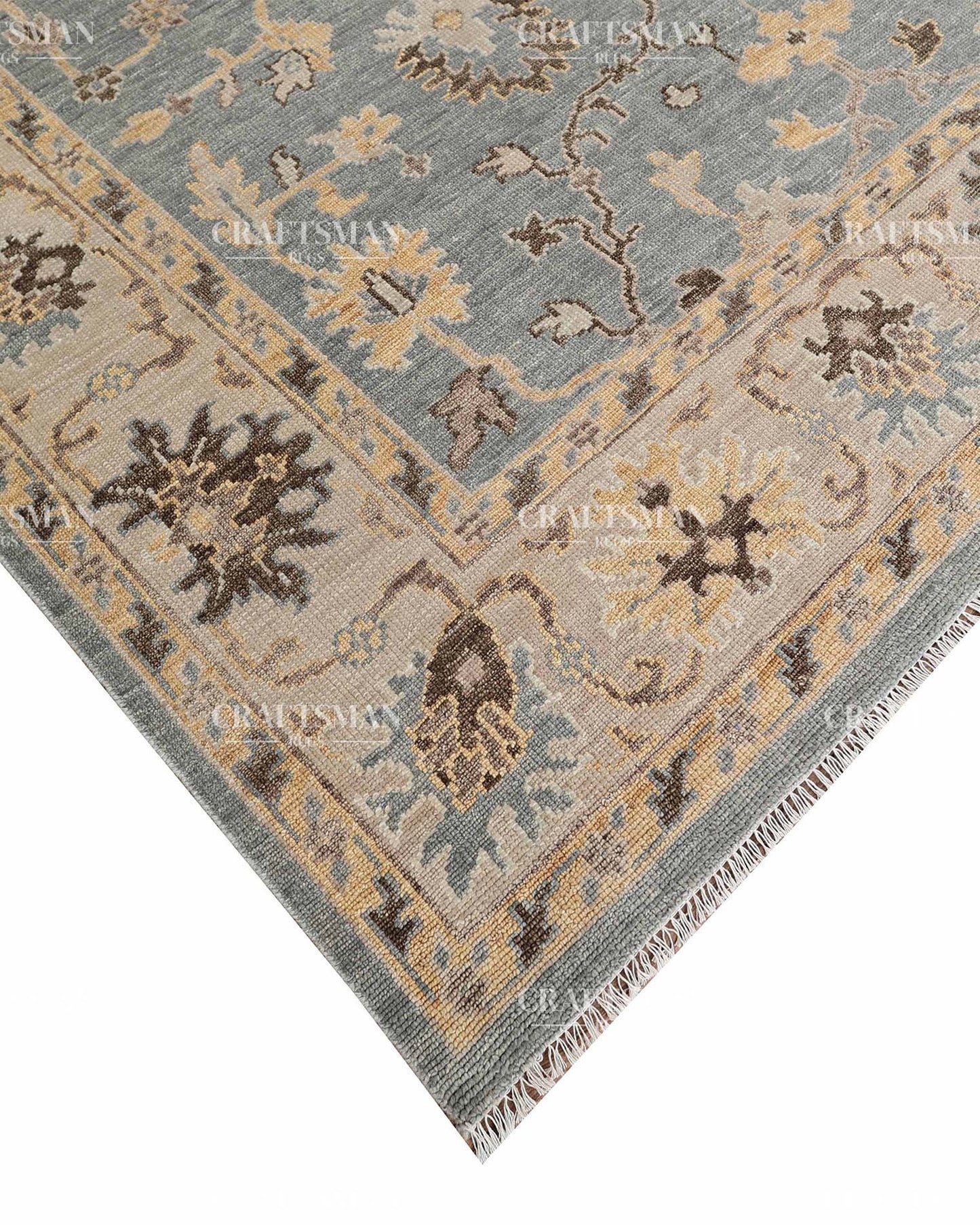 Spindra Wool Hand-Knotted Oushak-Inspired Rug