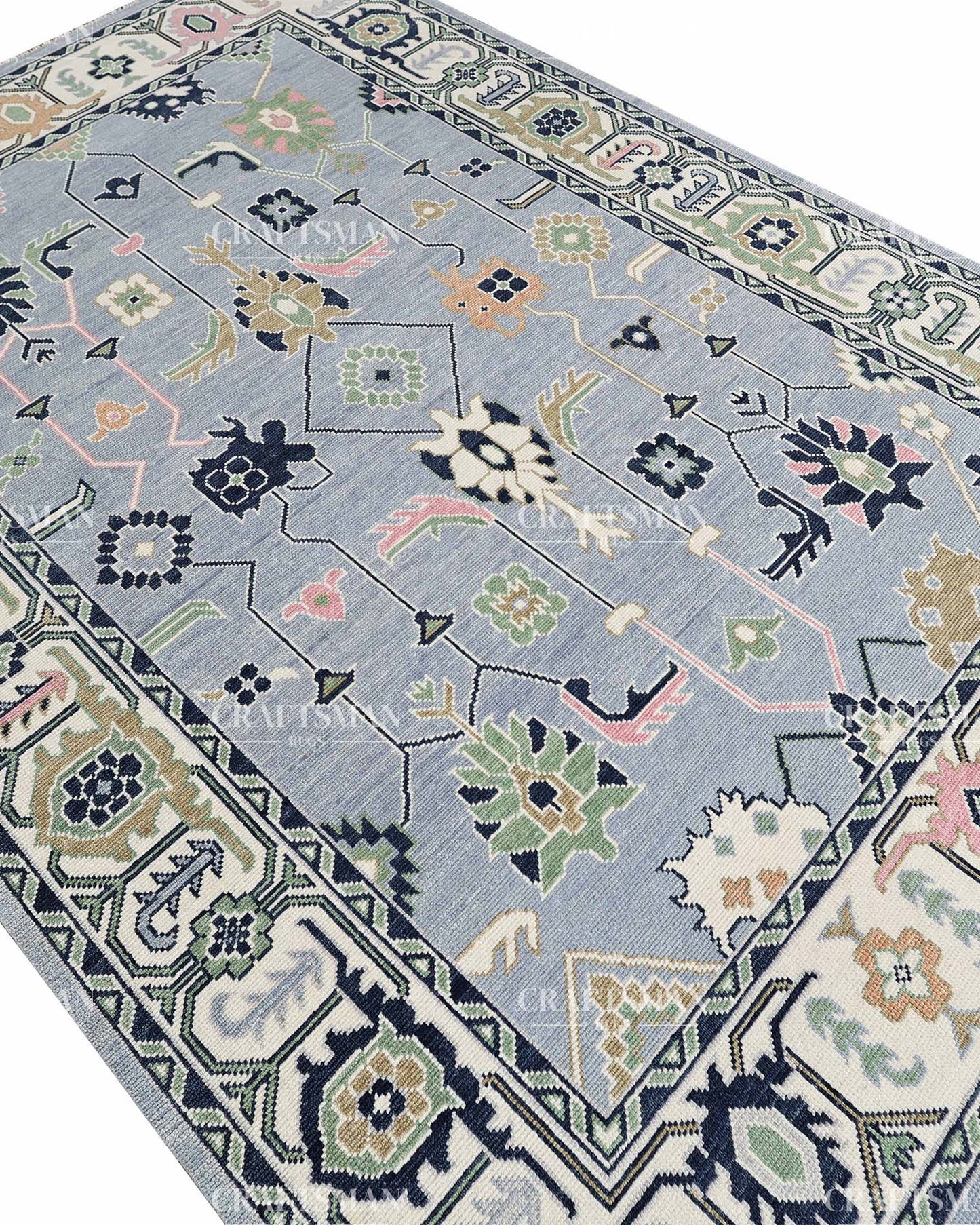 Orlena Wool Hand-Knotted Oushak-Inspired Rug