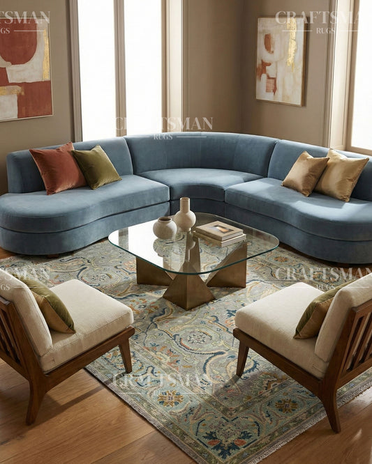 Wevra Wool Hand-Knotted Oushak-Inspired Rug