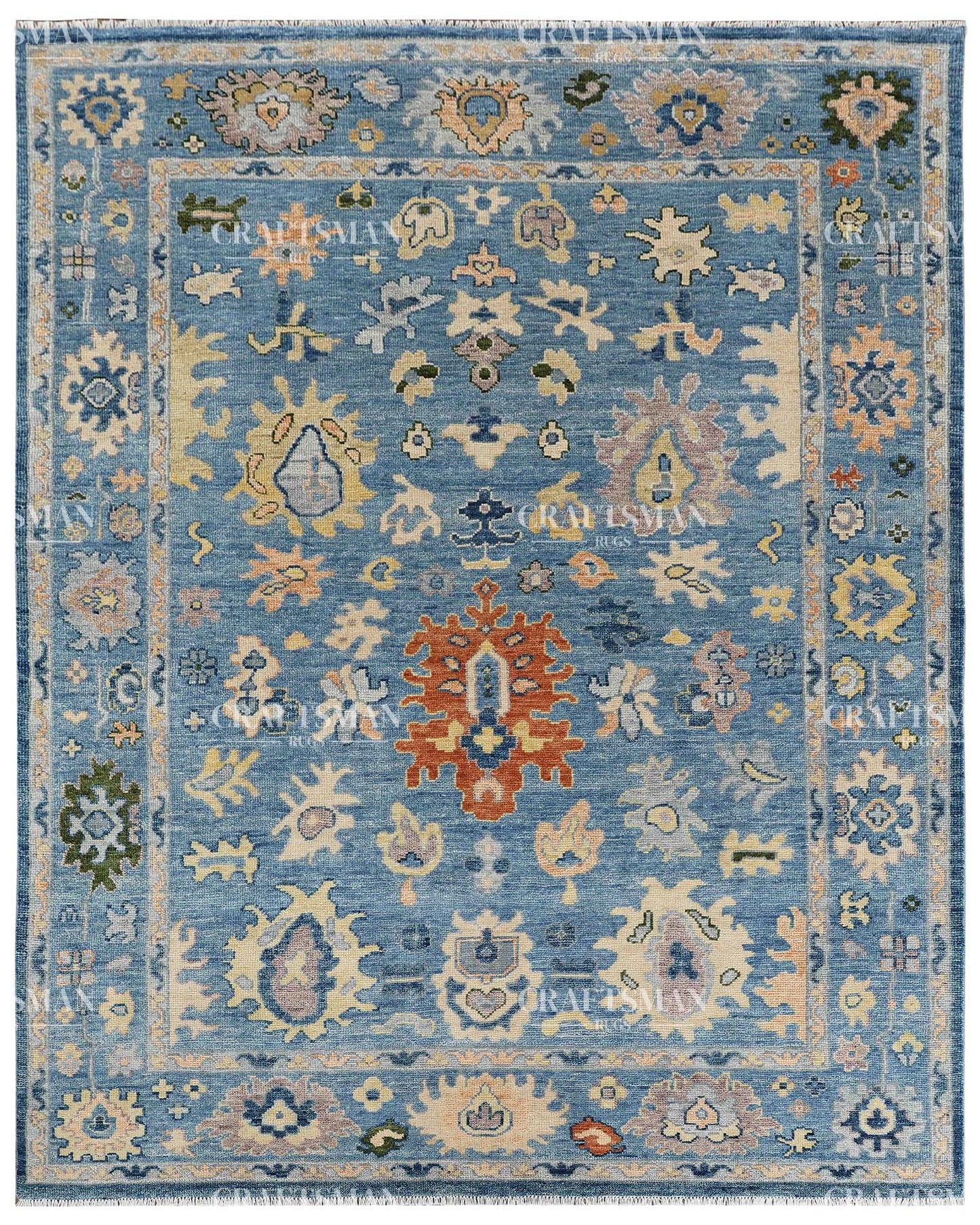 Mirava Wool Hand-Knotted Oushak-Inspired Rug