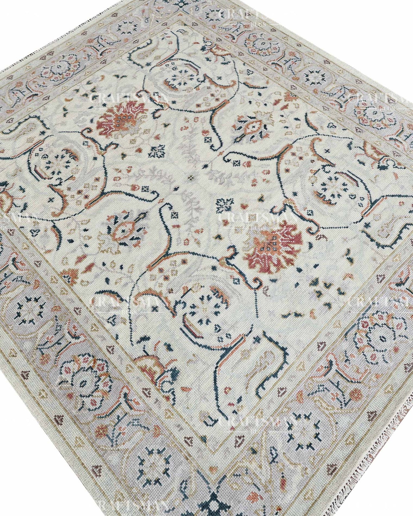 Carmina Wool Hand-Knotted Oushak-Inspired Rug
