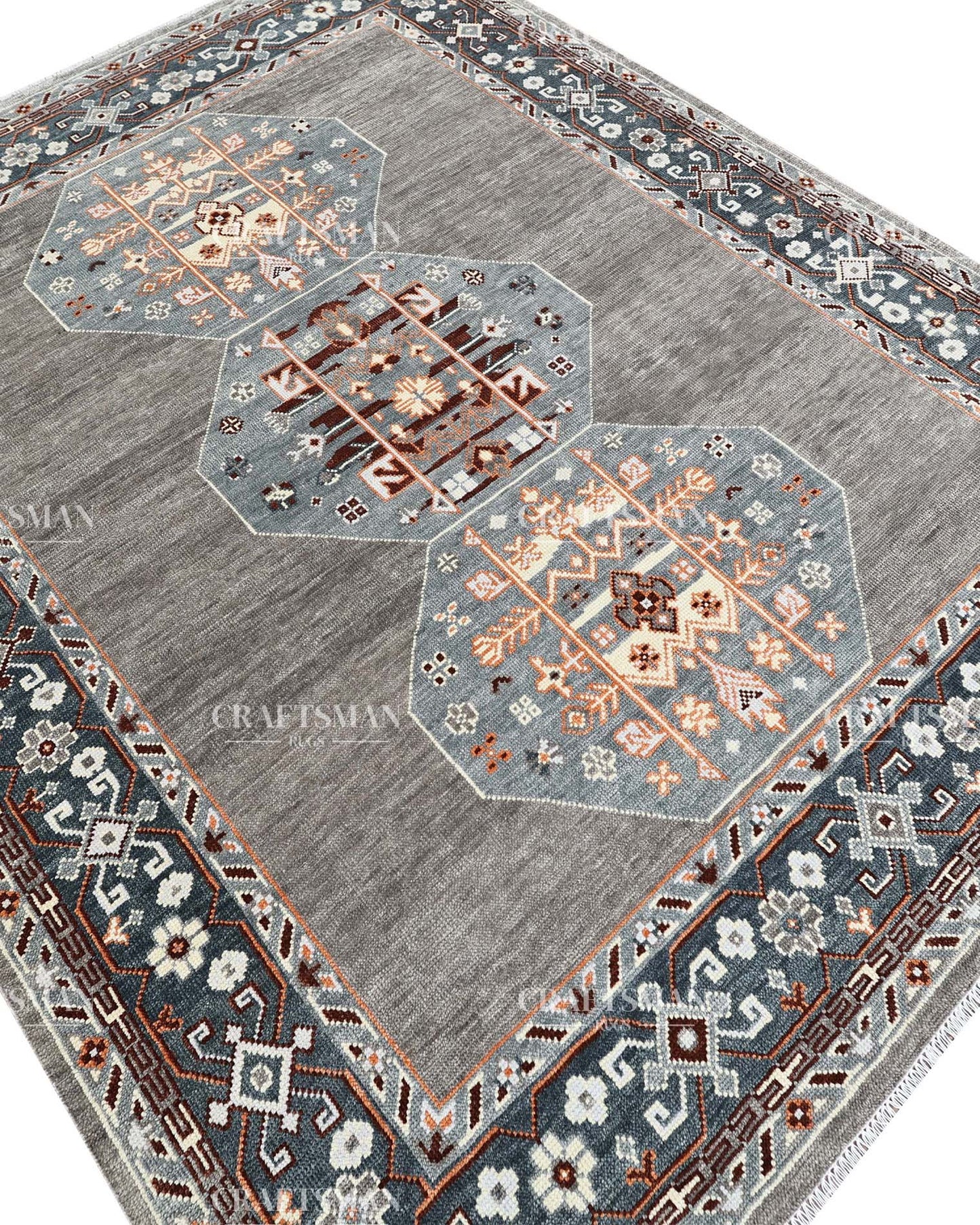 Veyra Wool Hand-Knotted Oushak-Inspired Rug