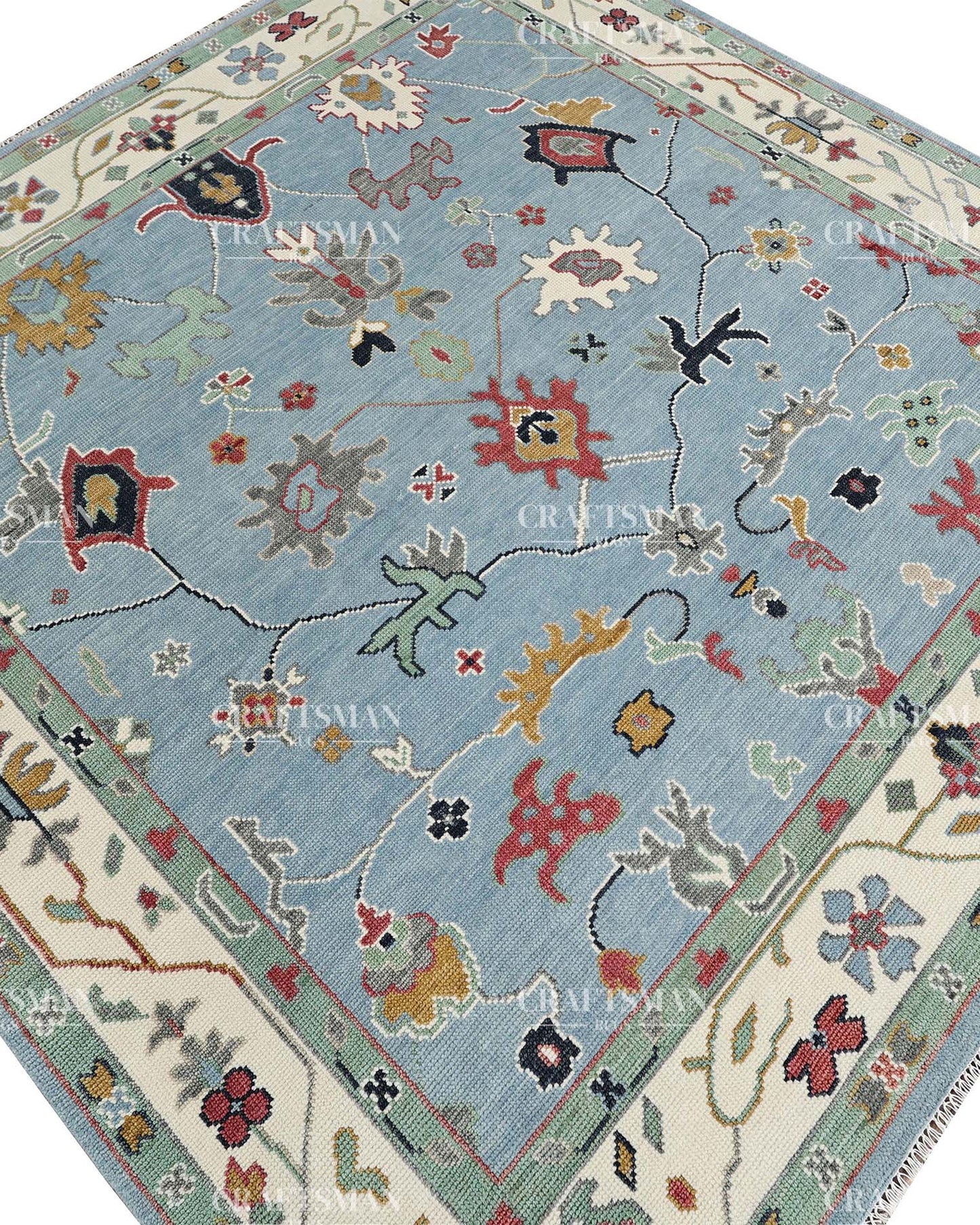 Arzuna Carmina Wool Hand-Knotted Oushak-Inspired Rug