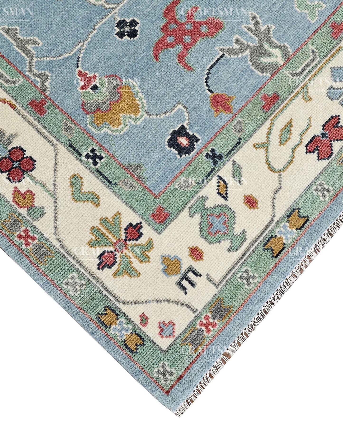Arzuna Carmina Wool Hand-Knotted Oushak-Inspired Rug