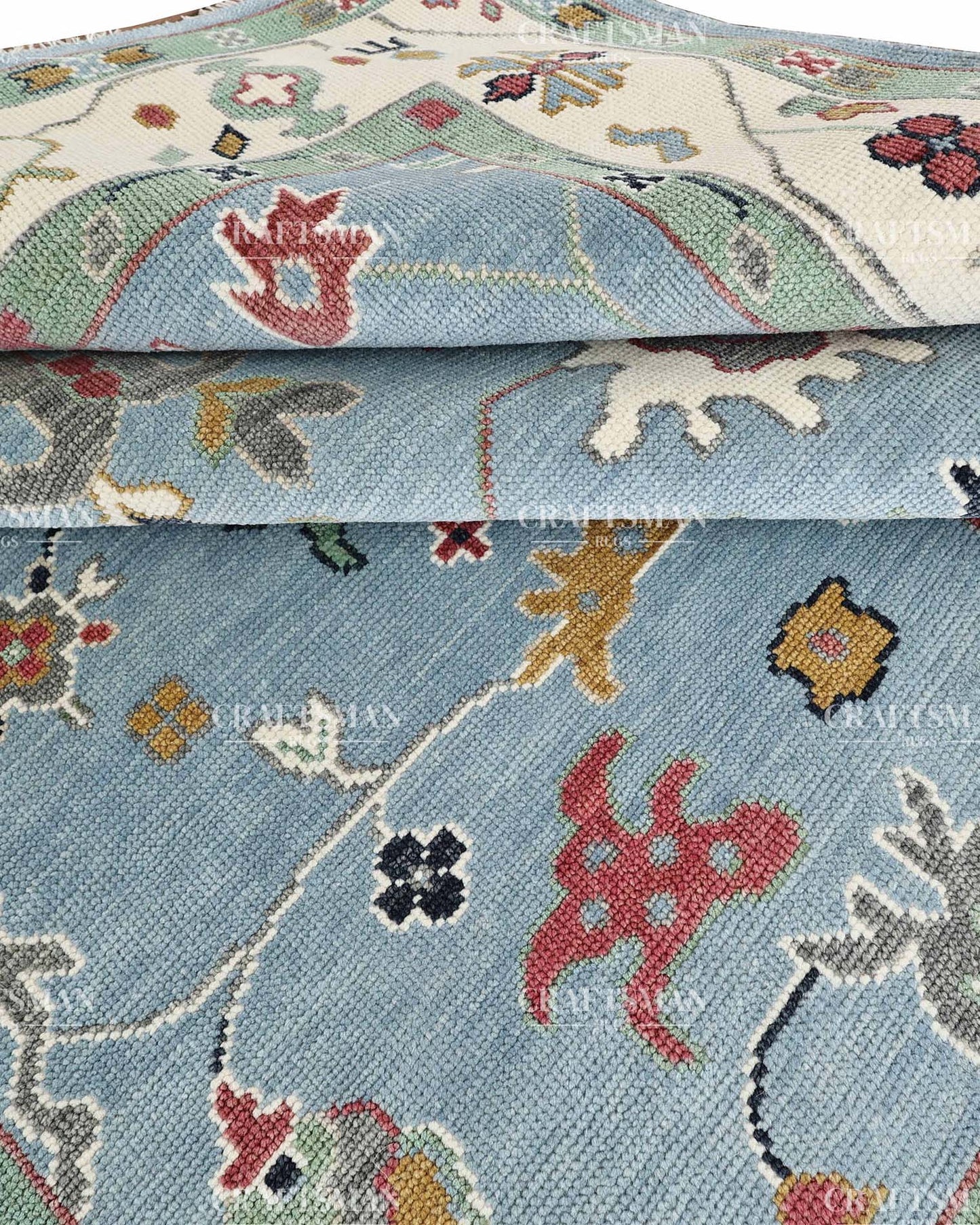 Arzuna Carmina Wool Hand-Knotted Oushak-Inspired Rug