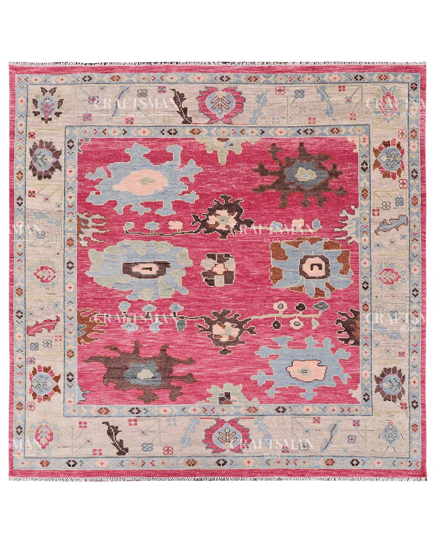 Zeyra Wool Hand-Knotted Oushak-Inspired Rug