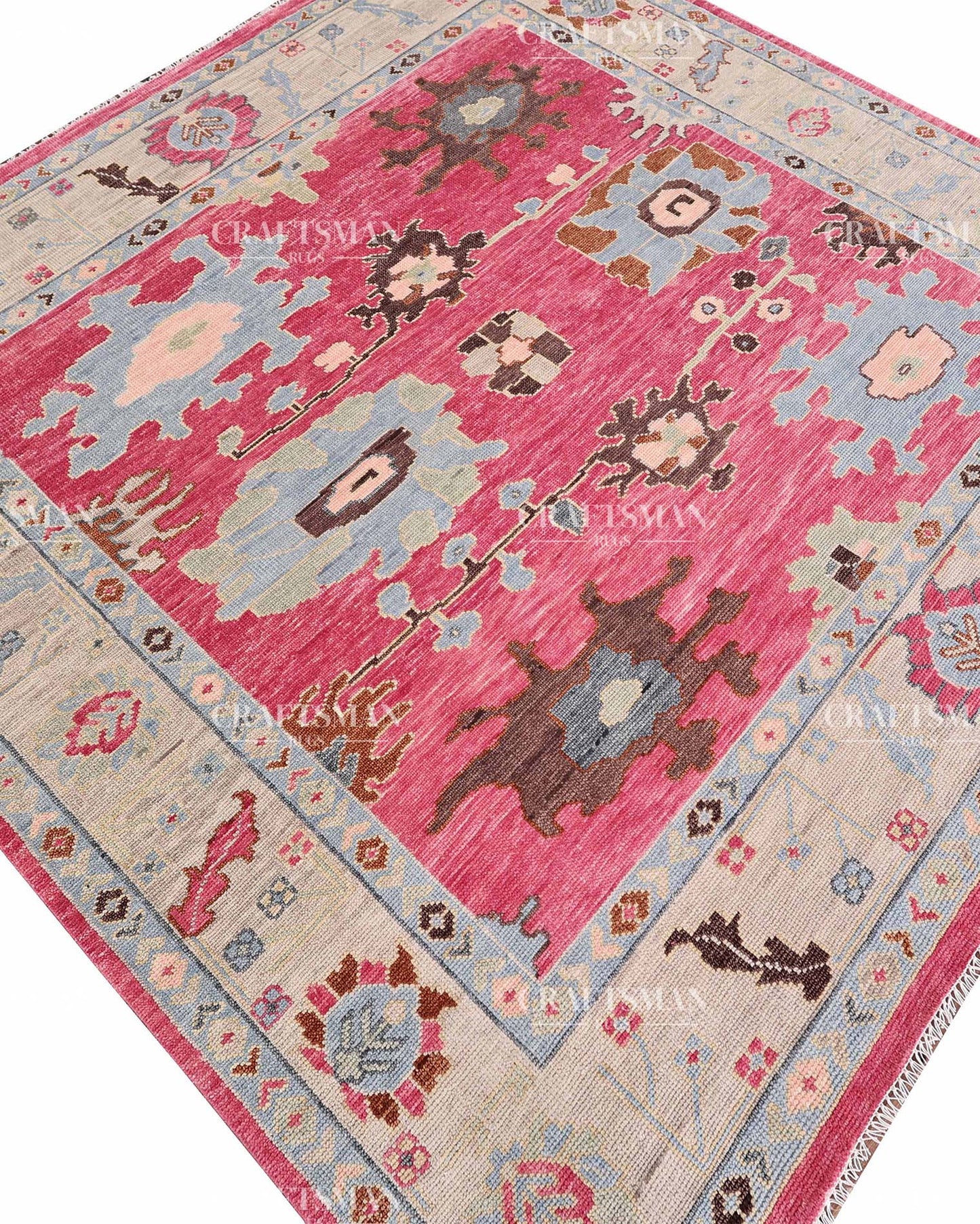 Zeyra Wool Hand-Knotted Oushak-Inspired Rug