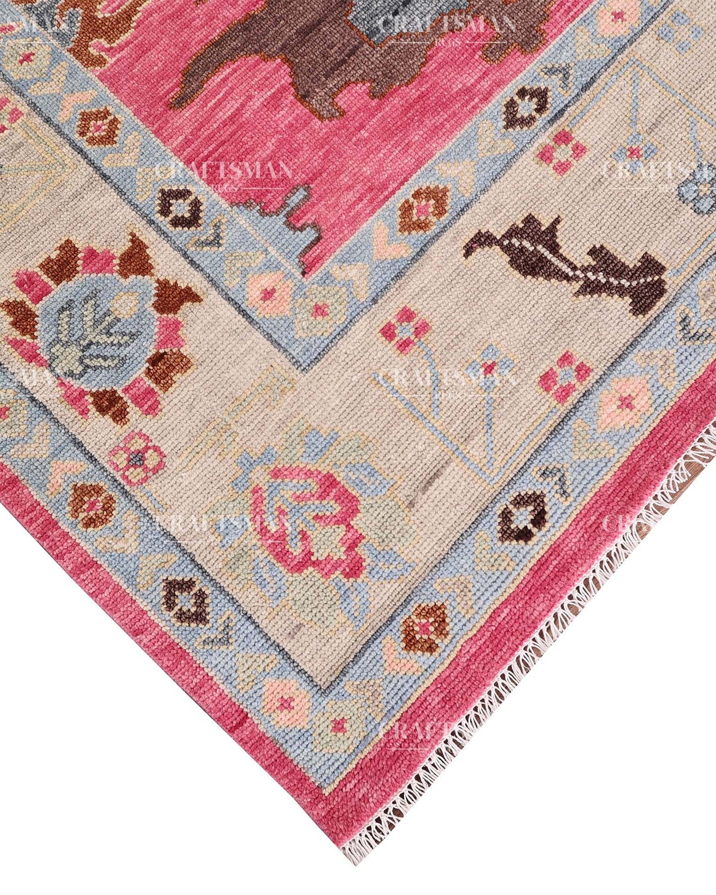 Zeyra Wool Hand-Knotted Oushak-Inspired Rug