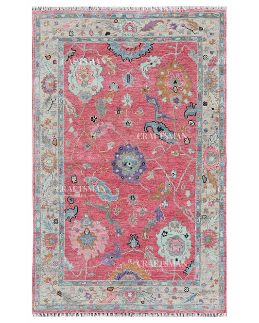 Auraya Wool Hand-Knotted Oushak-Inspired Rug