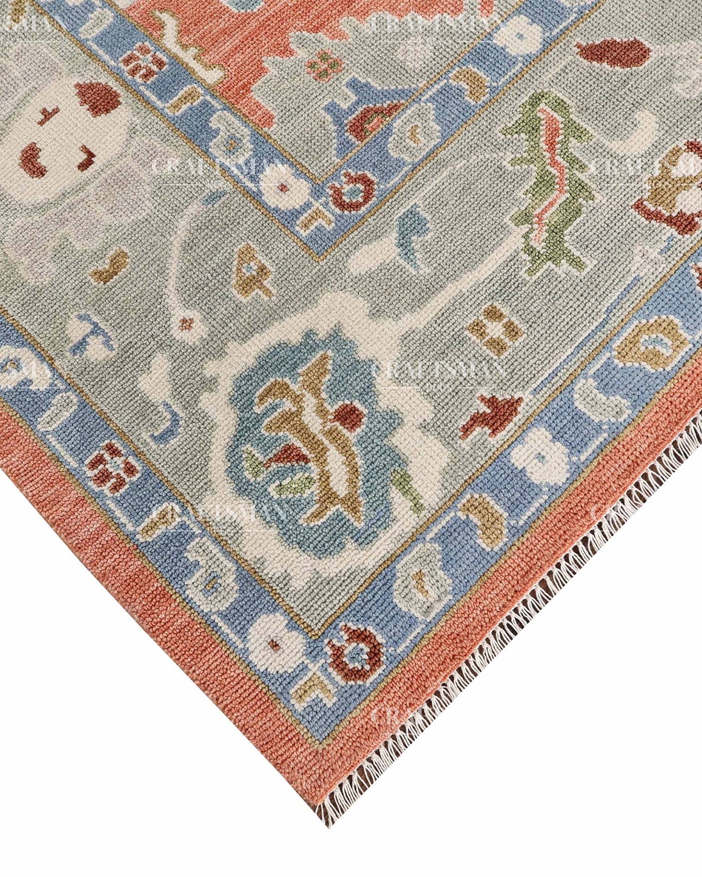 Zephra Wool Hand-Knotted Oushak-Inspired Rug