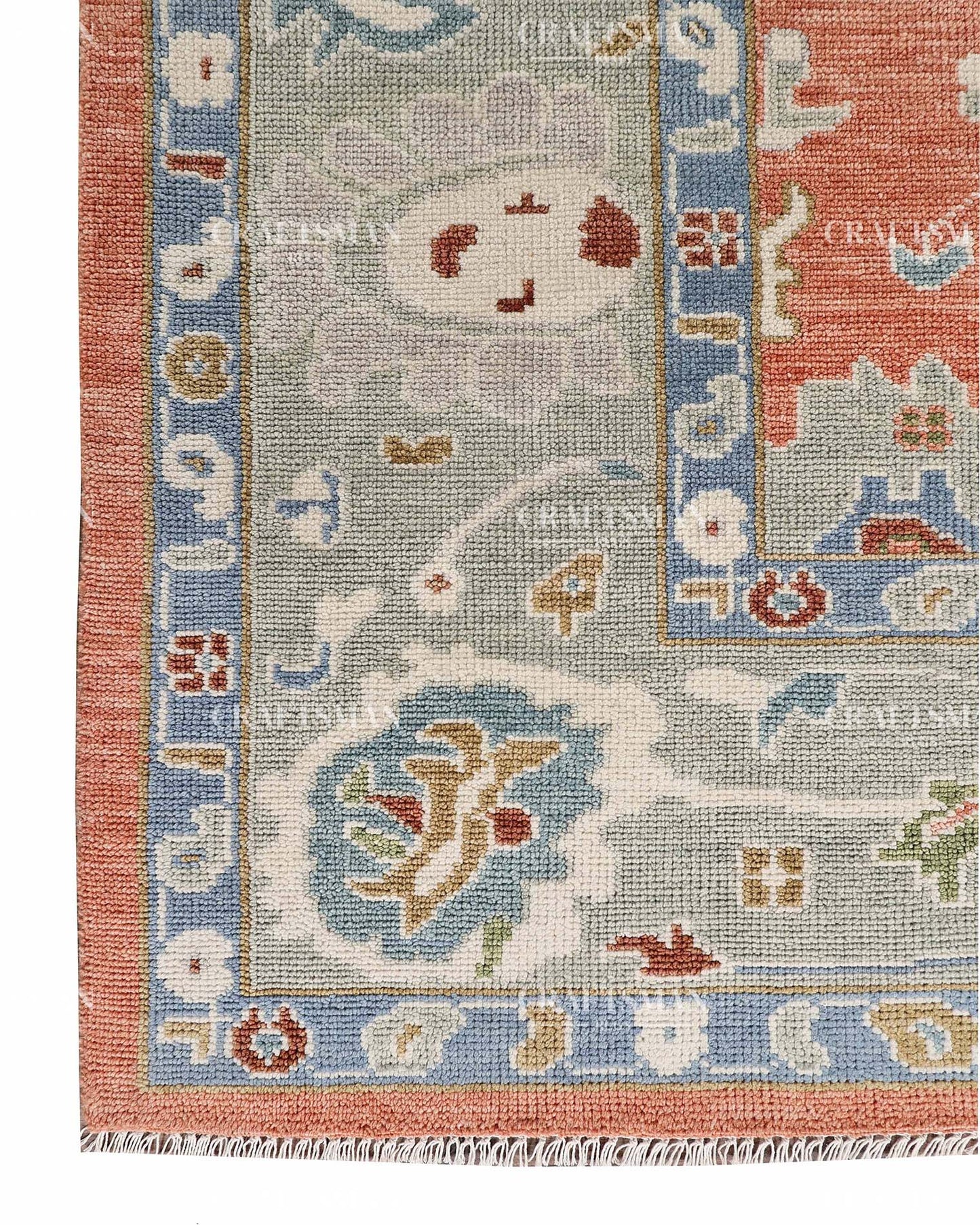 Zephra Wool Hand-Knotted Oushak-Inspired Rug