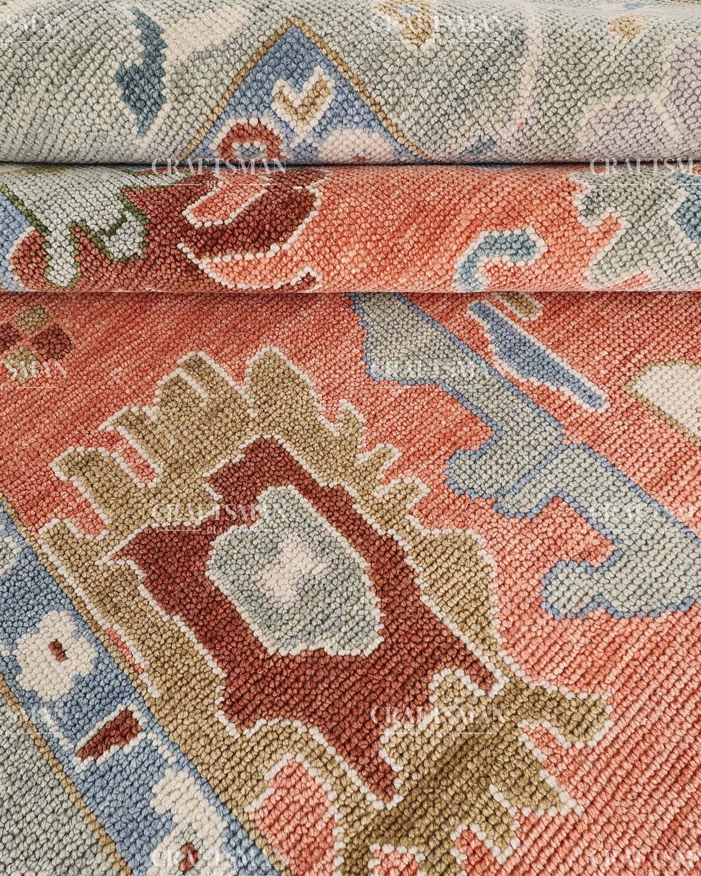 Zephra Wool Hand-Knotted Oushak-Inspired Rug
