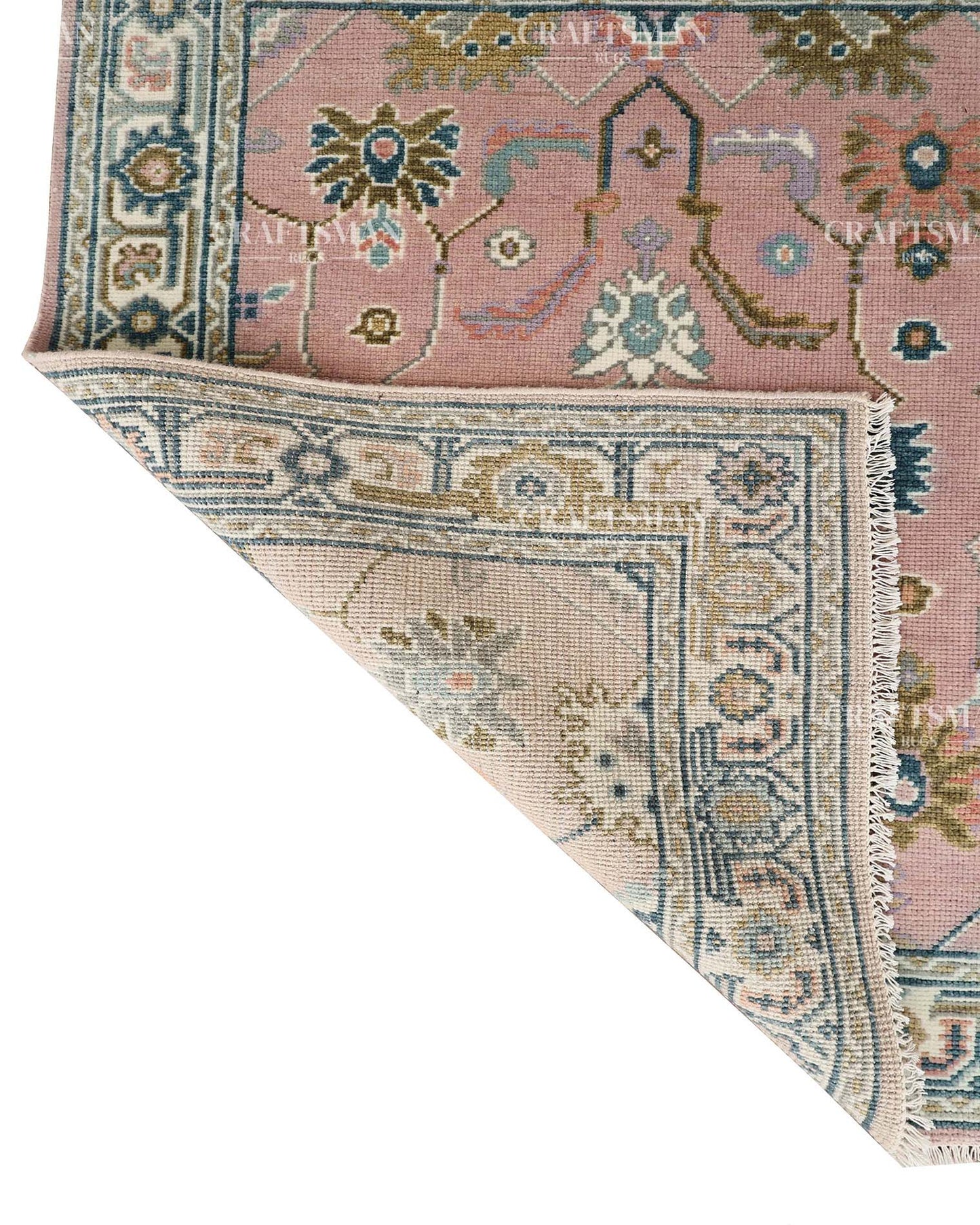 Lyrahn Wool Hand-Knotted Oushak-Inspired Rug