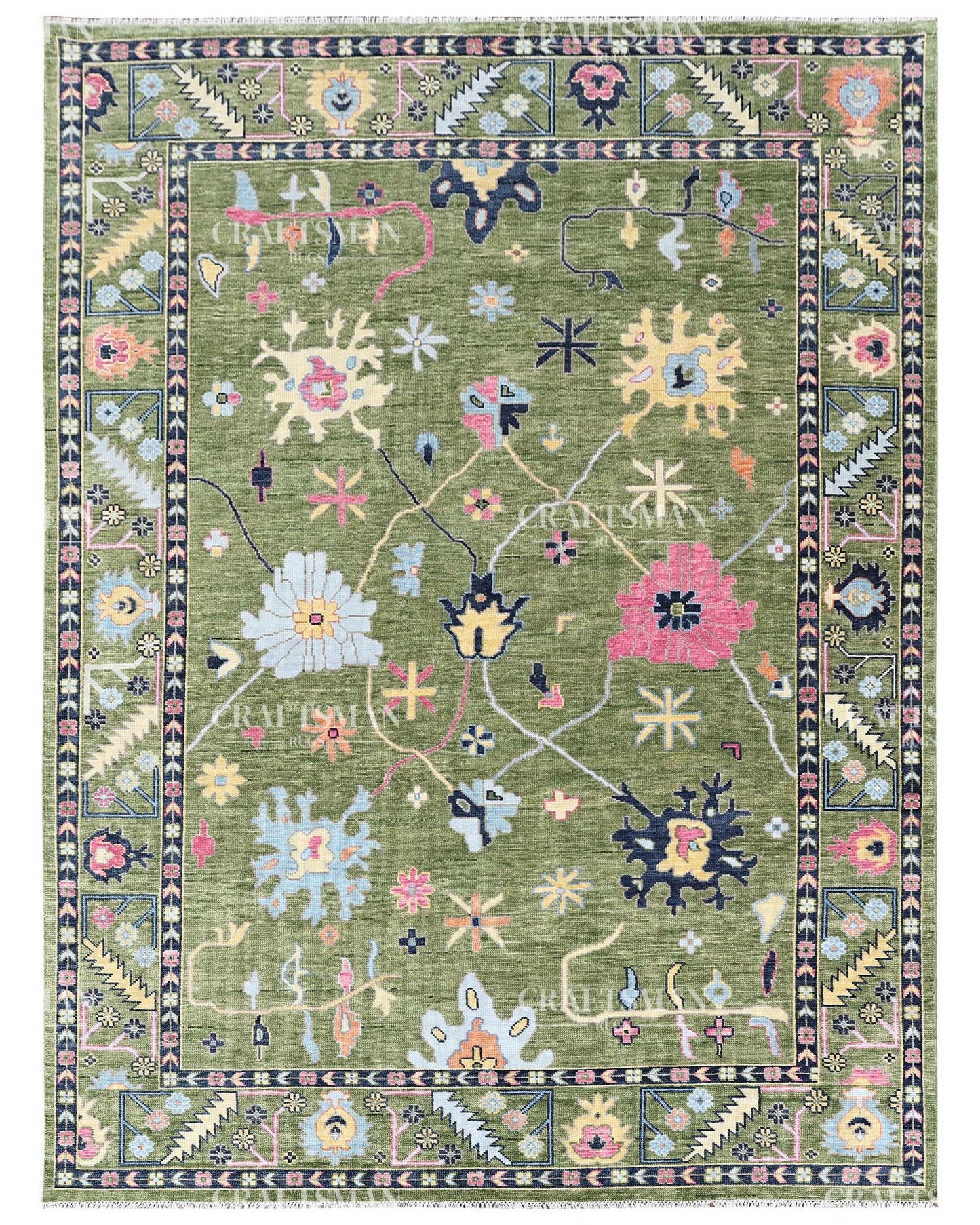 Lioren Wool Hand-Knotted Oushak-Inspired Rug