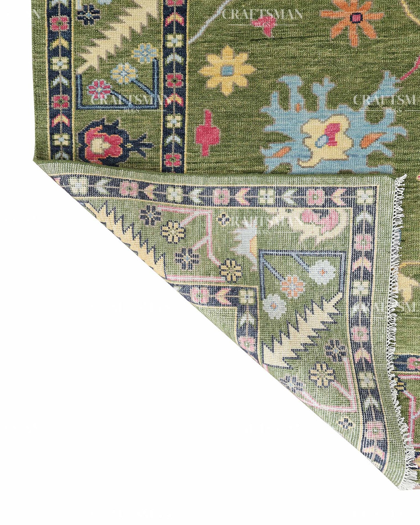 Lioren Wool Hand-Knotted Oushak-Inspired Rug