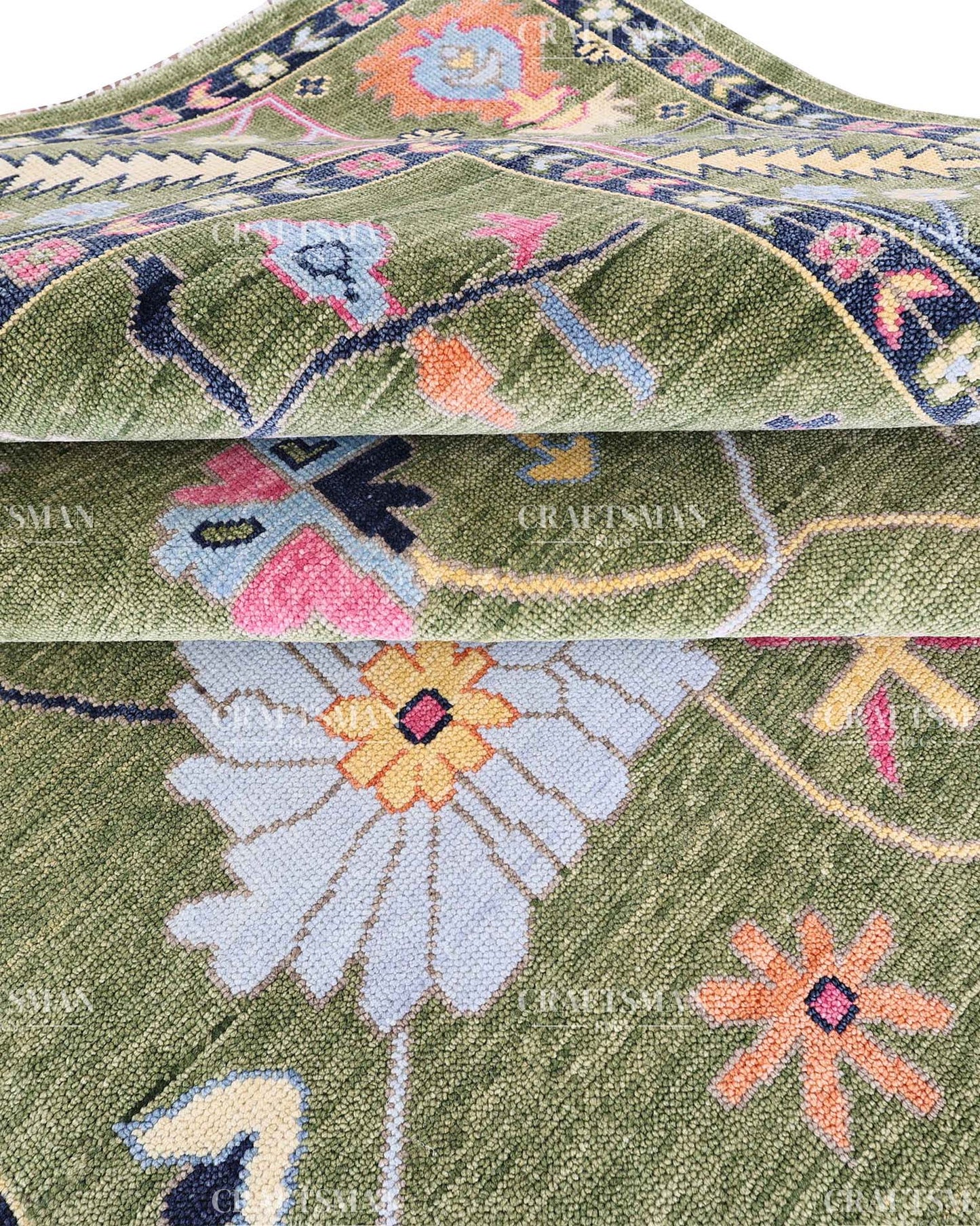 Lioren Wool Hand-Knotted Oushak-Inspired Rug