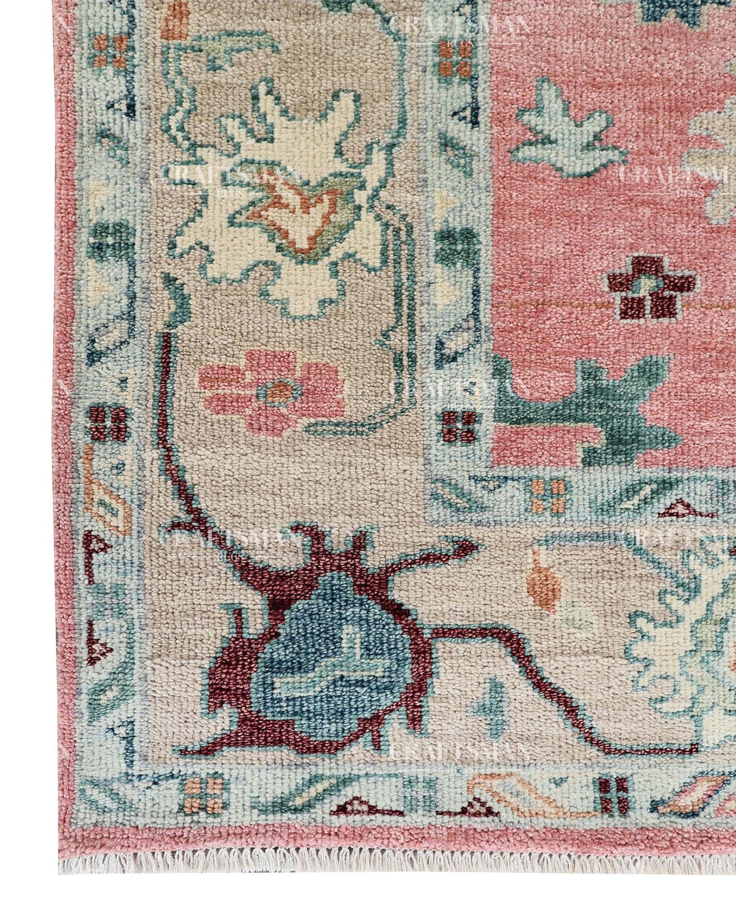 Zahrune Wool Hand-Knotted Oushak-Inspired Rug