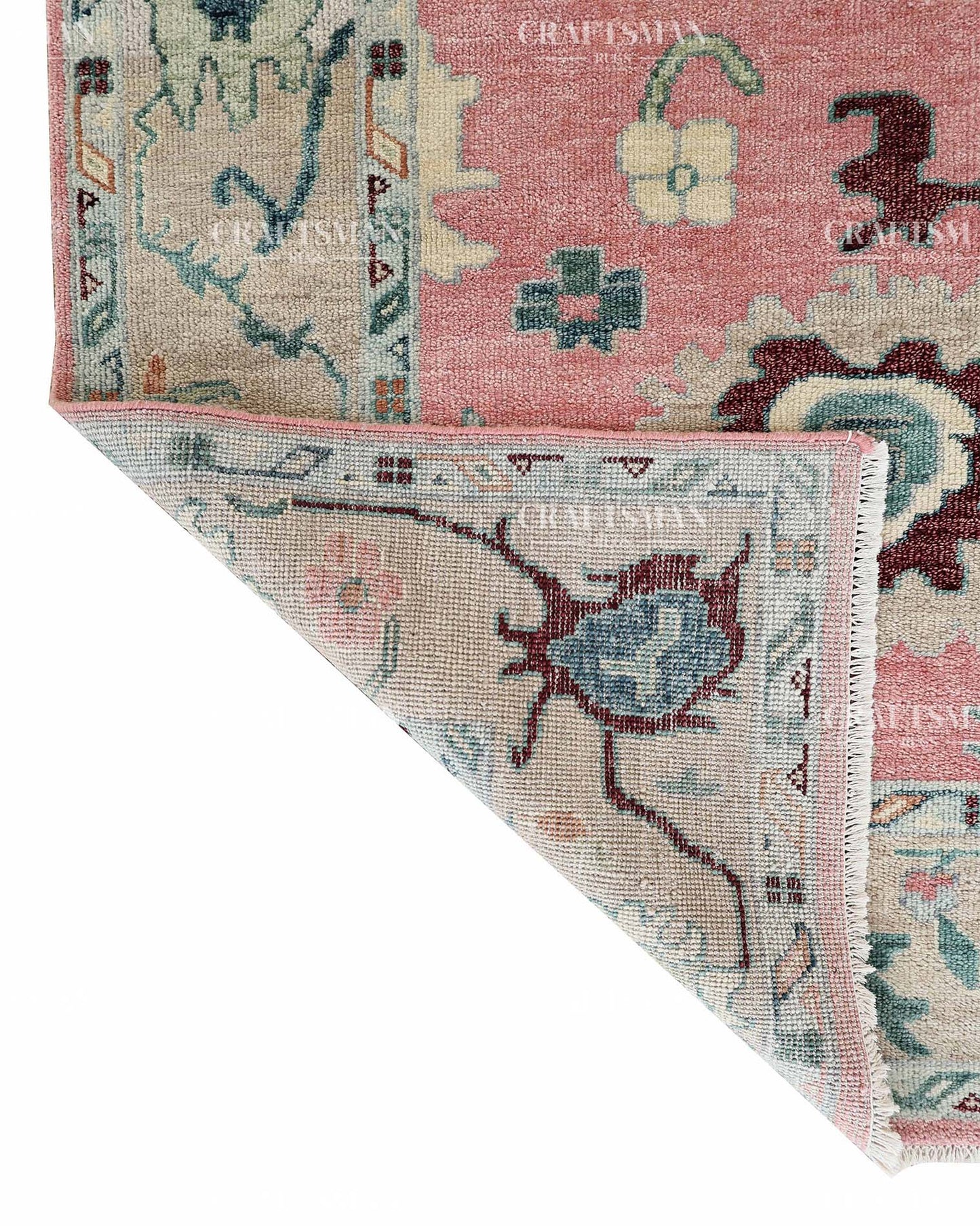 Zahrune Wool Hand-Knotted Oushak-Inspired Rug