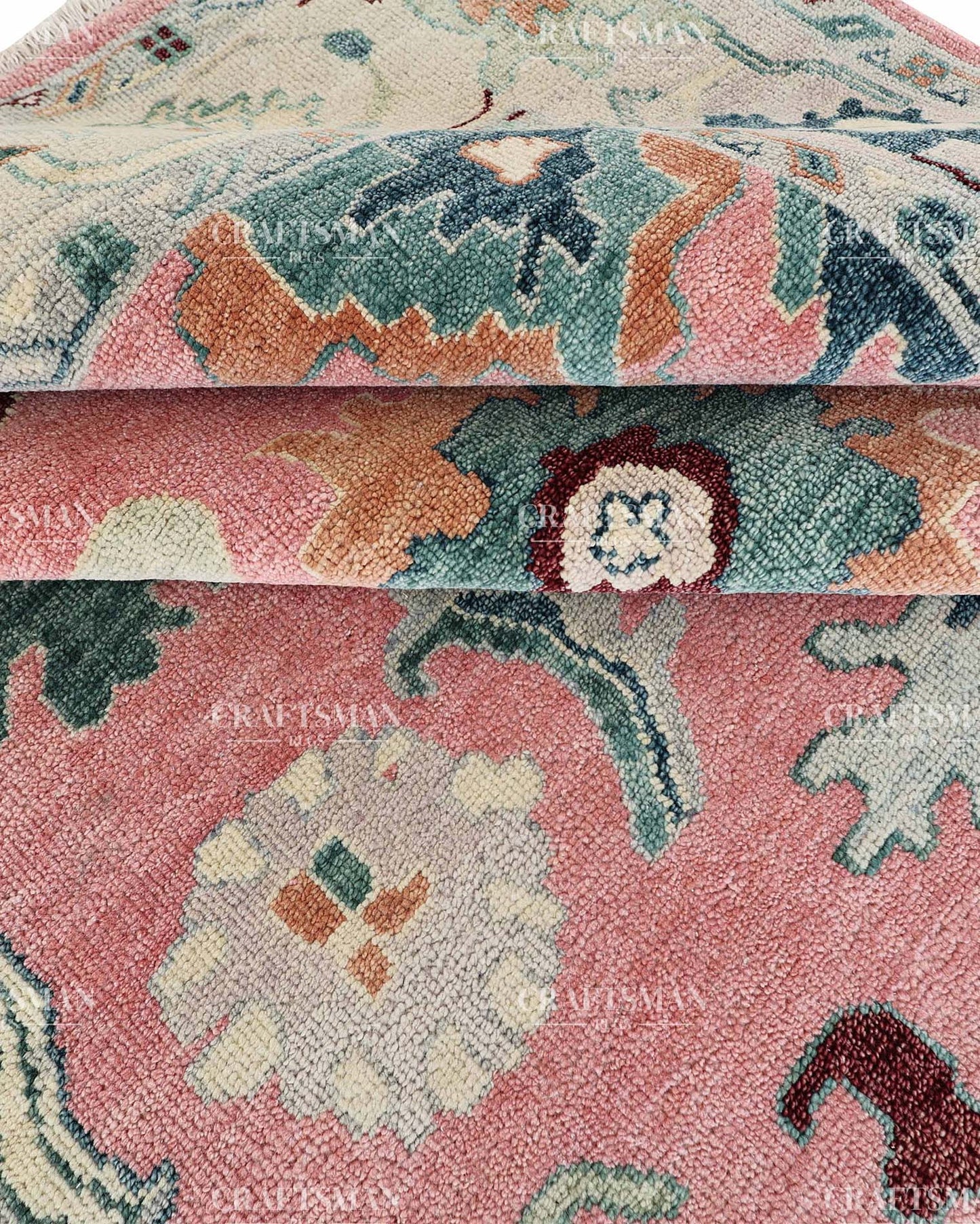 Zahrune Wool Hand-Knotted Oushak-Inspired Rug