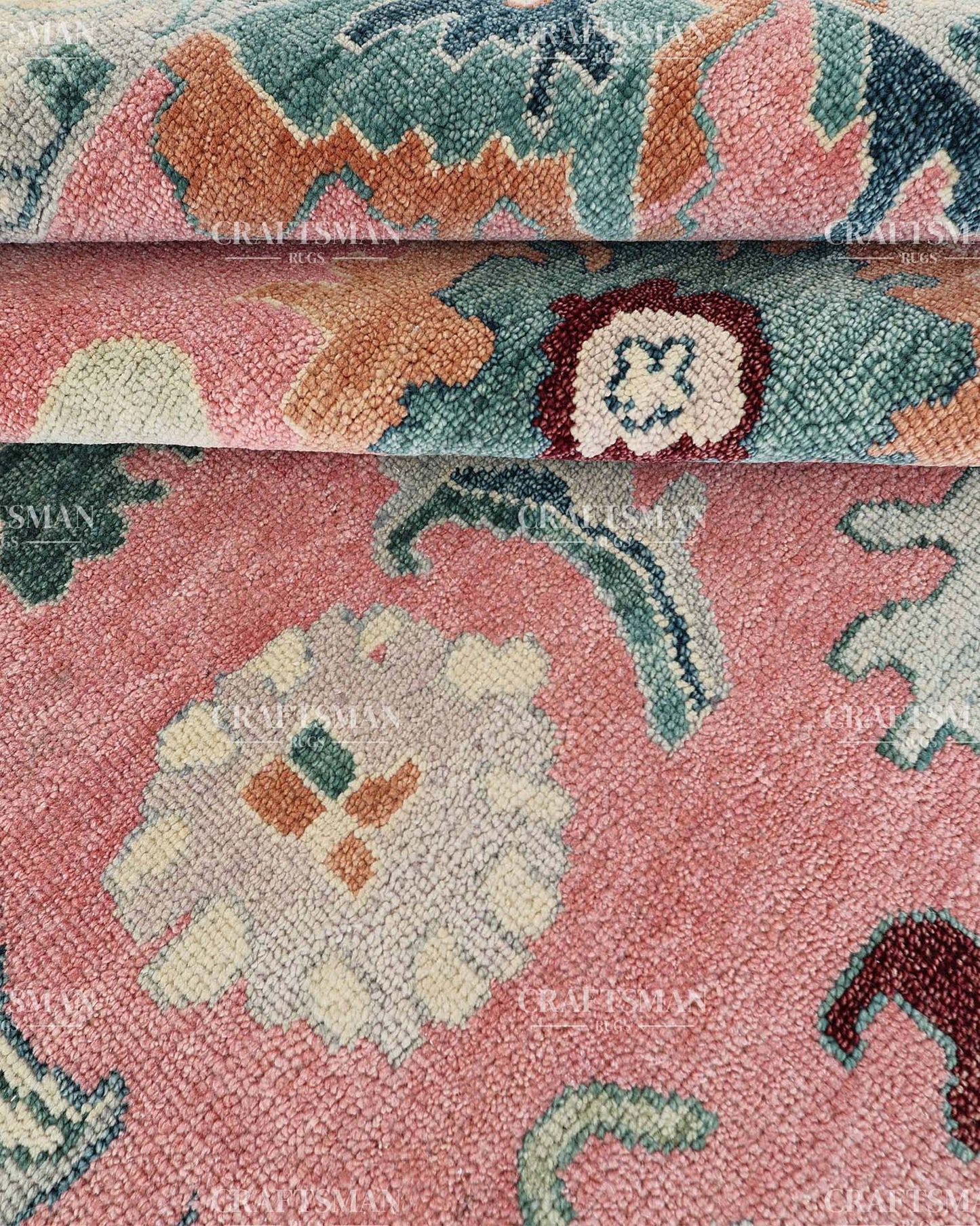 Zahrune Wool Hand-Knotted Oushak-Inspired Rug