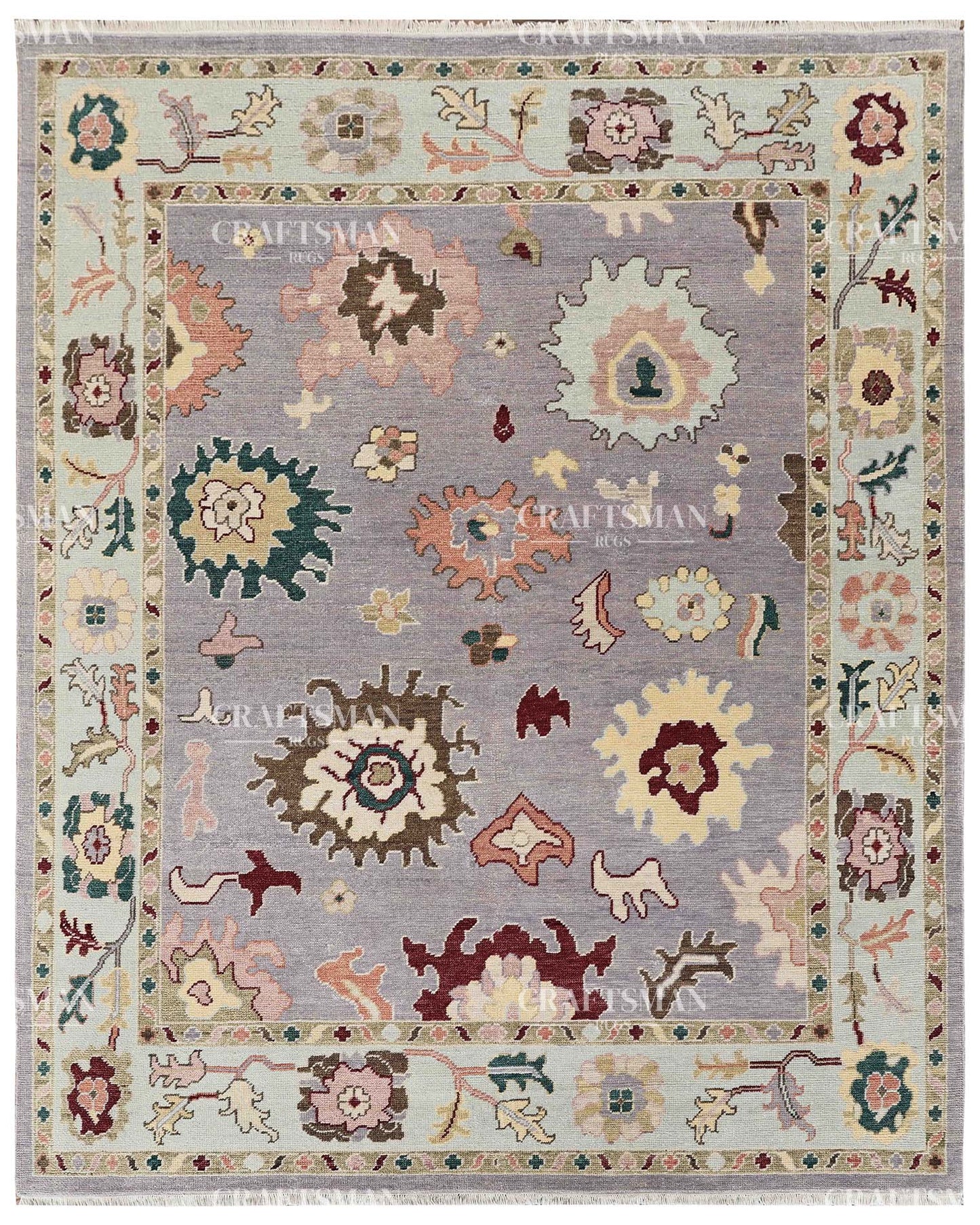 Olyvra Wool Hand-Knotted Oushak-Inspired Rug