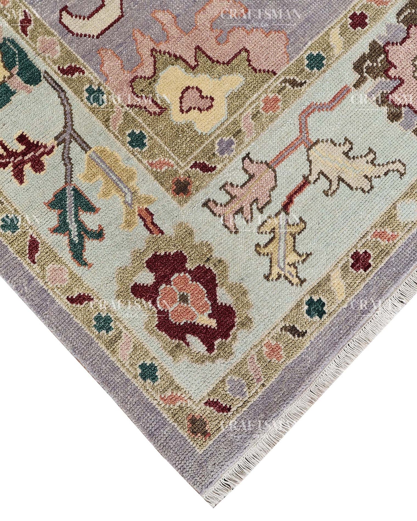 Olyvra Wool Hand-Knotted Oushak-Inspired Rug