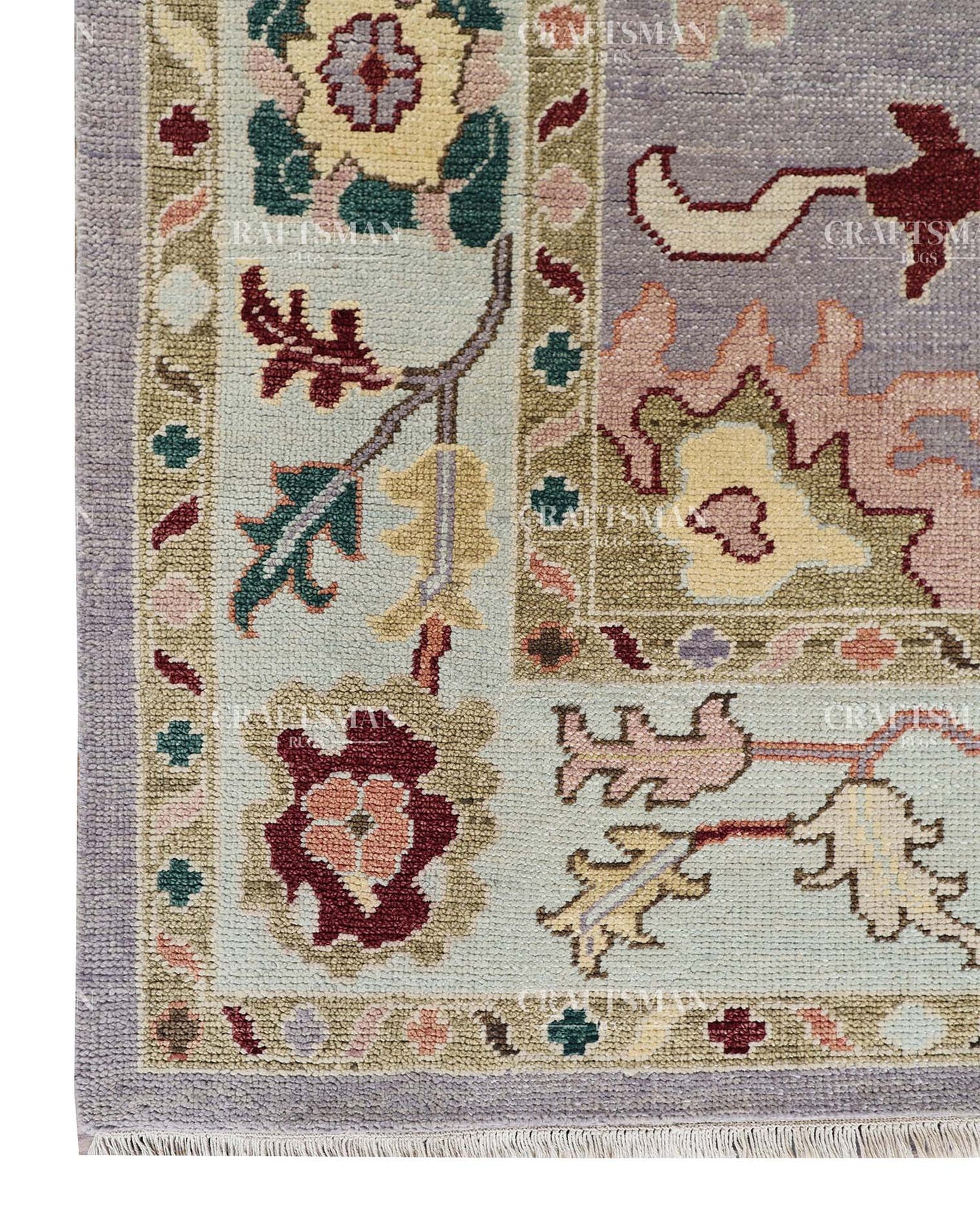 Olyvra Wool Hand-Knotted Oushak-Inspired Rug