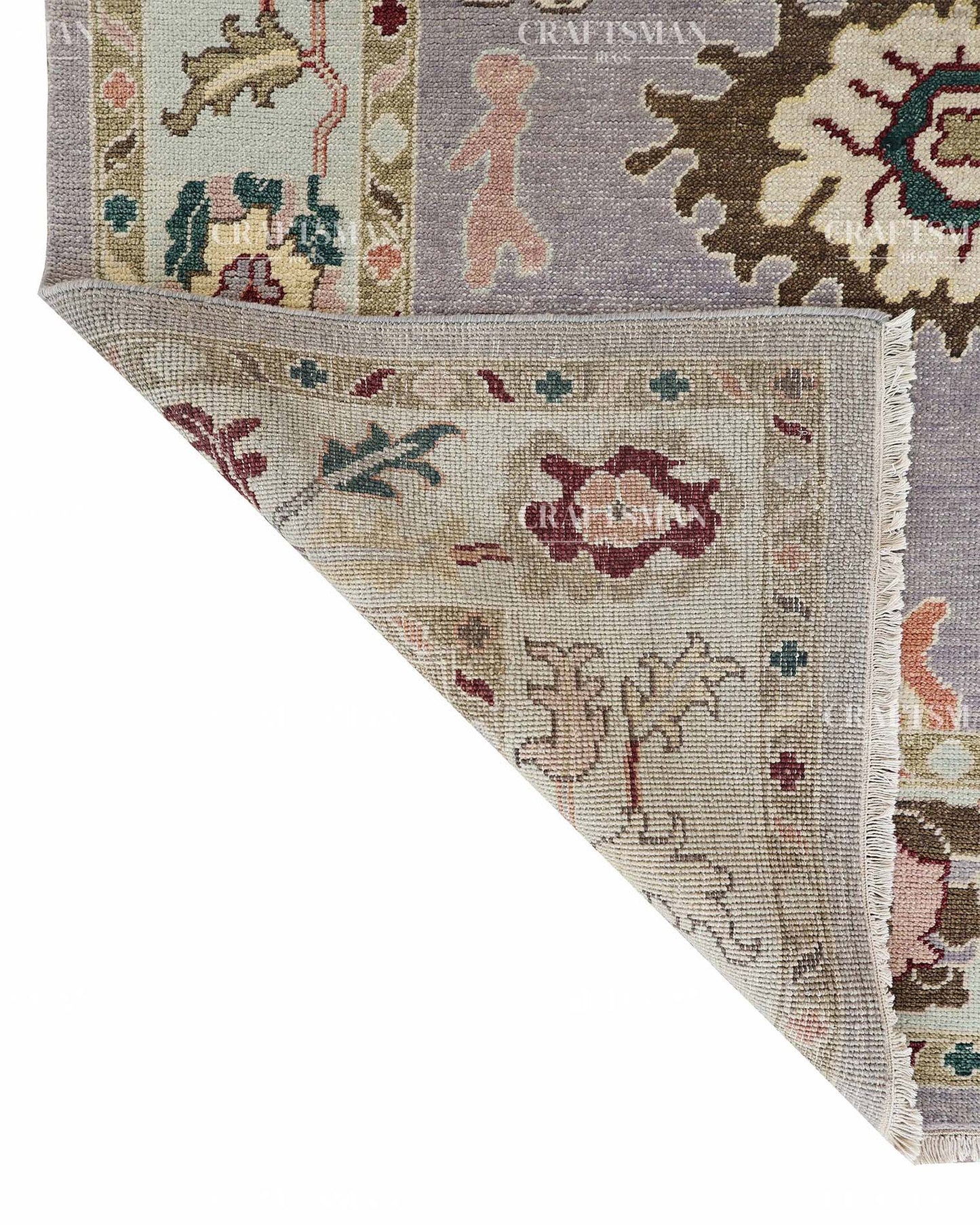 Olyvra Wool Hand-Knotted Oushak-Inspired Rug
