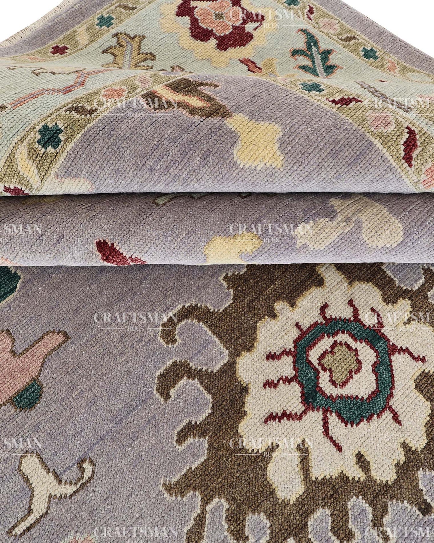 Olyvra Wool Hand-Knotted Oushak-Inspired Rug