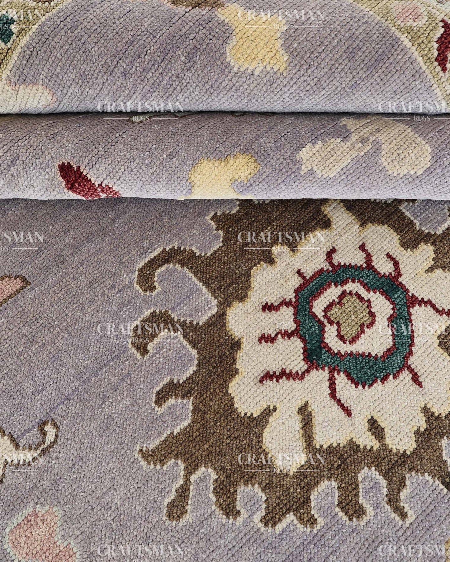 Olyvra Wool Hand-Knotted Oushak-Inspired Rug