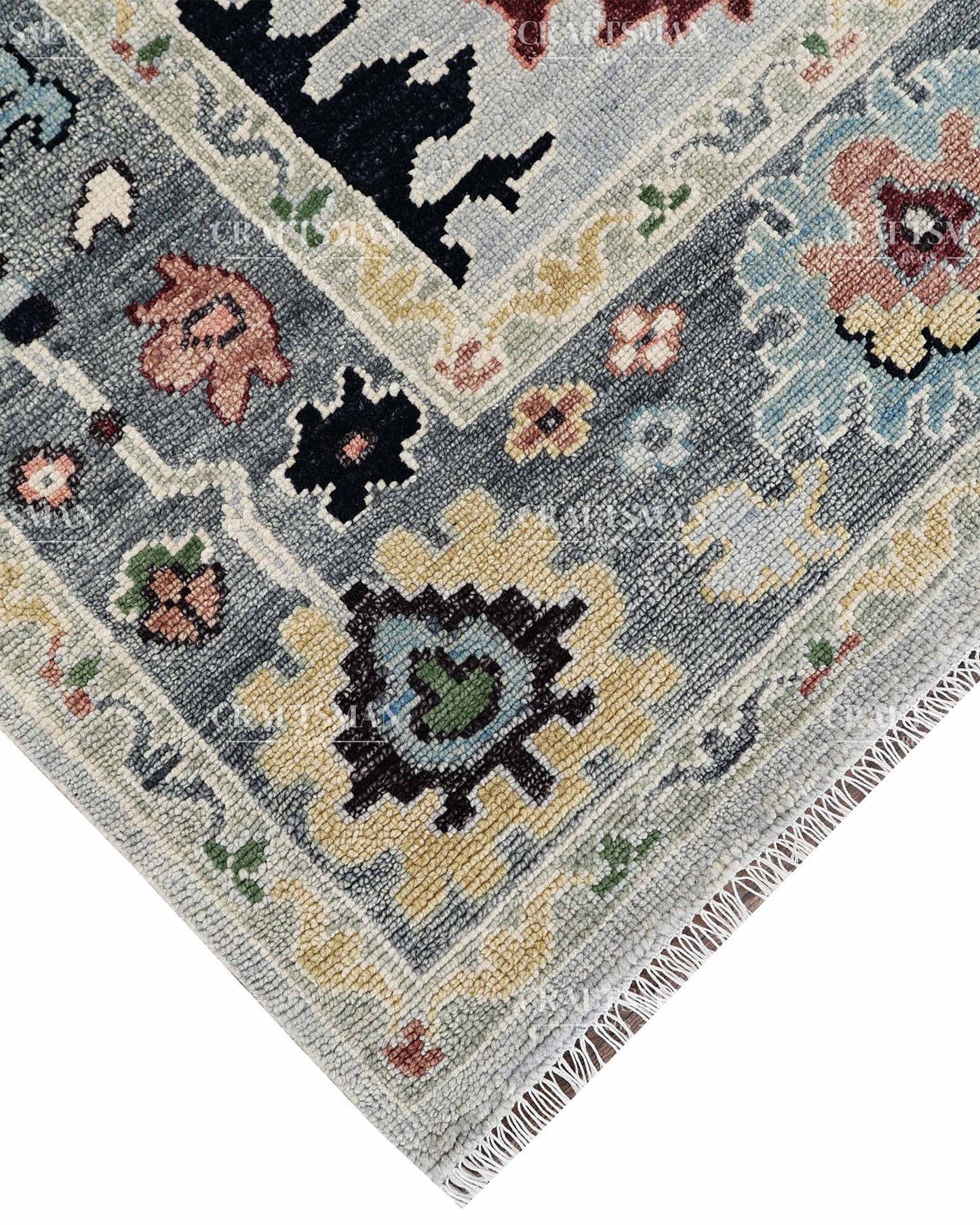 Kyrelith Wool Hand-Knotted Oushak-Inspired Rug