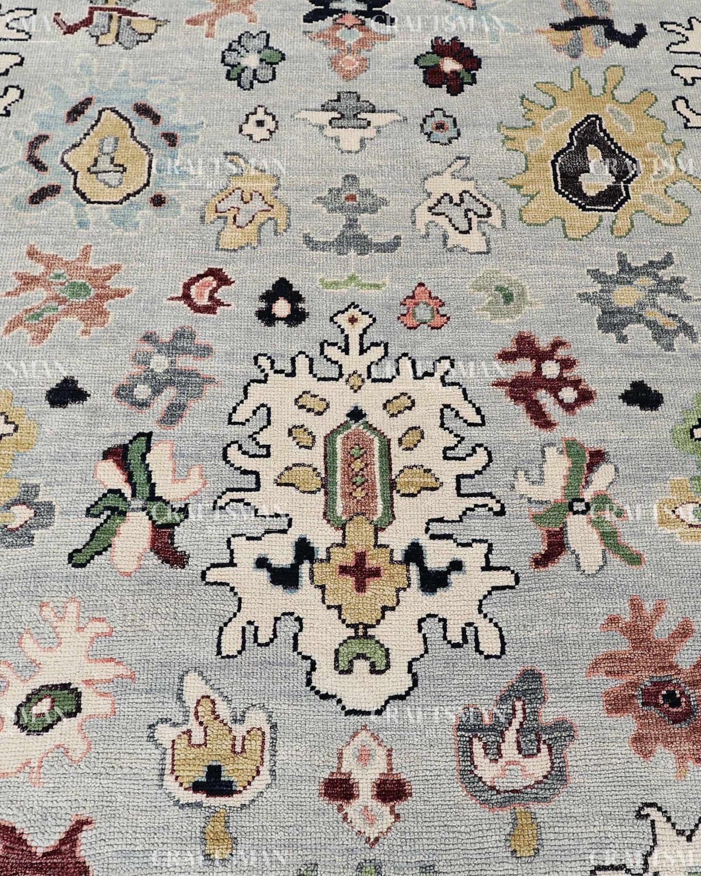 Kyrelith Wool Hand-Knotted Oushak-Inspired Rug