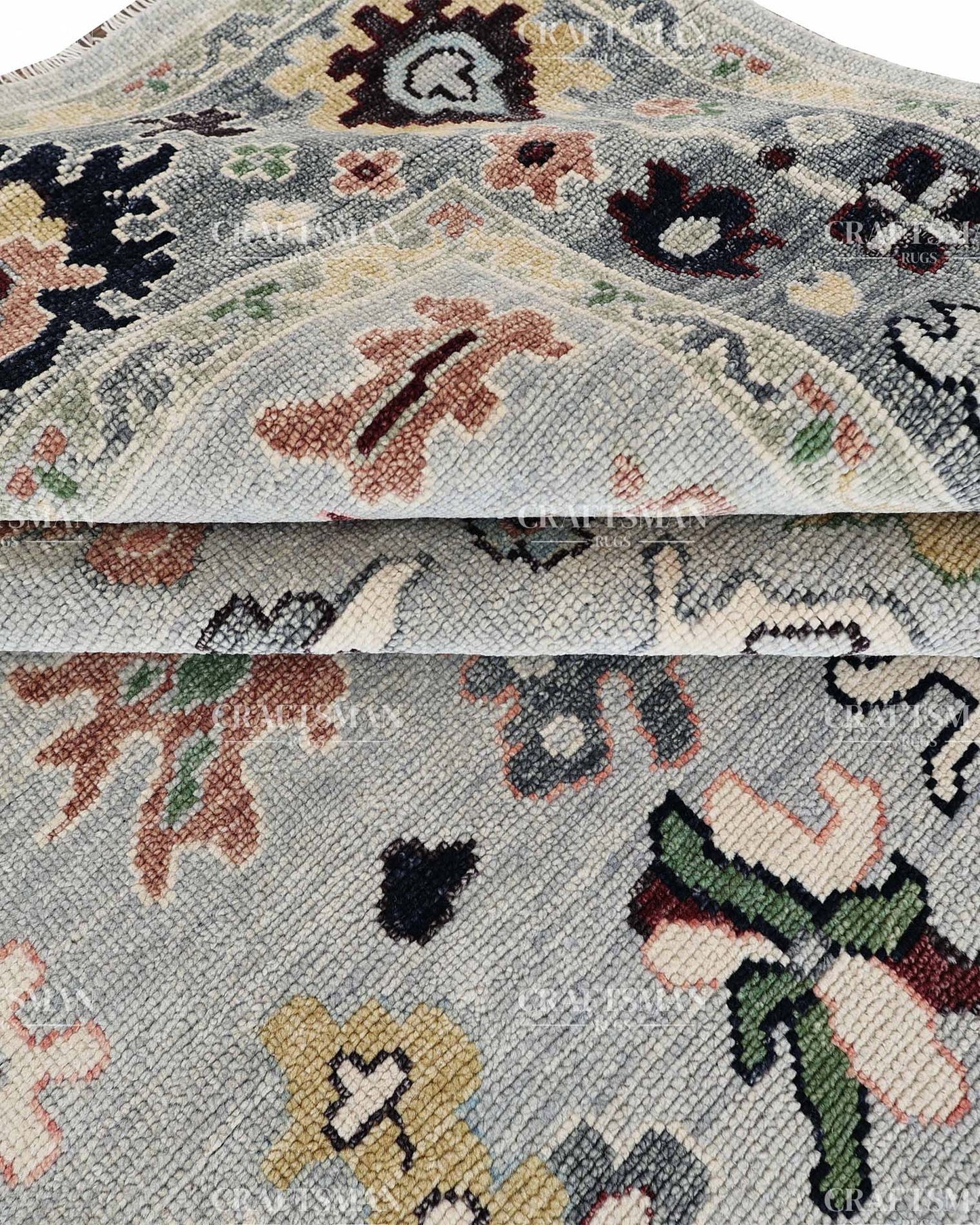 Kyrelith Wool Hand-Knotted Oushak-Inspired Rug