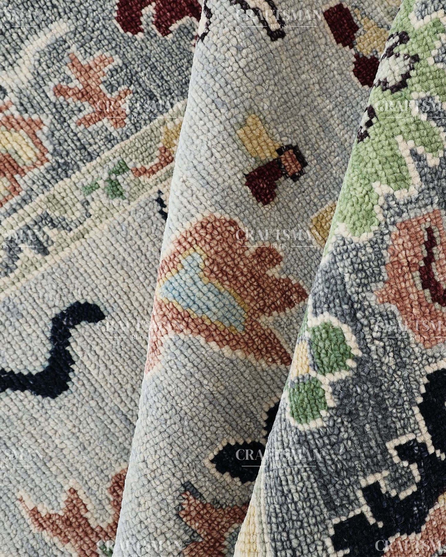 Kyrelith Wool Hand-Knotted Oushak-Inspired Rug