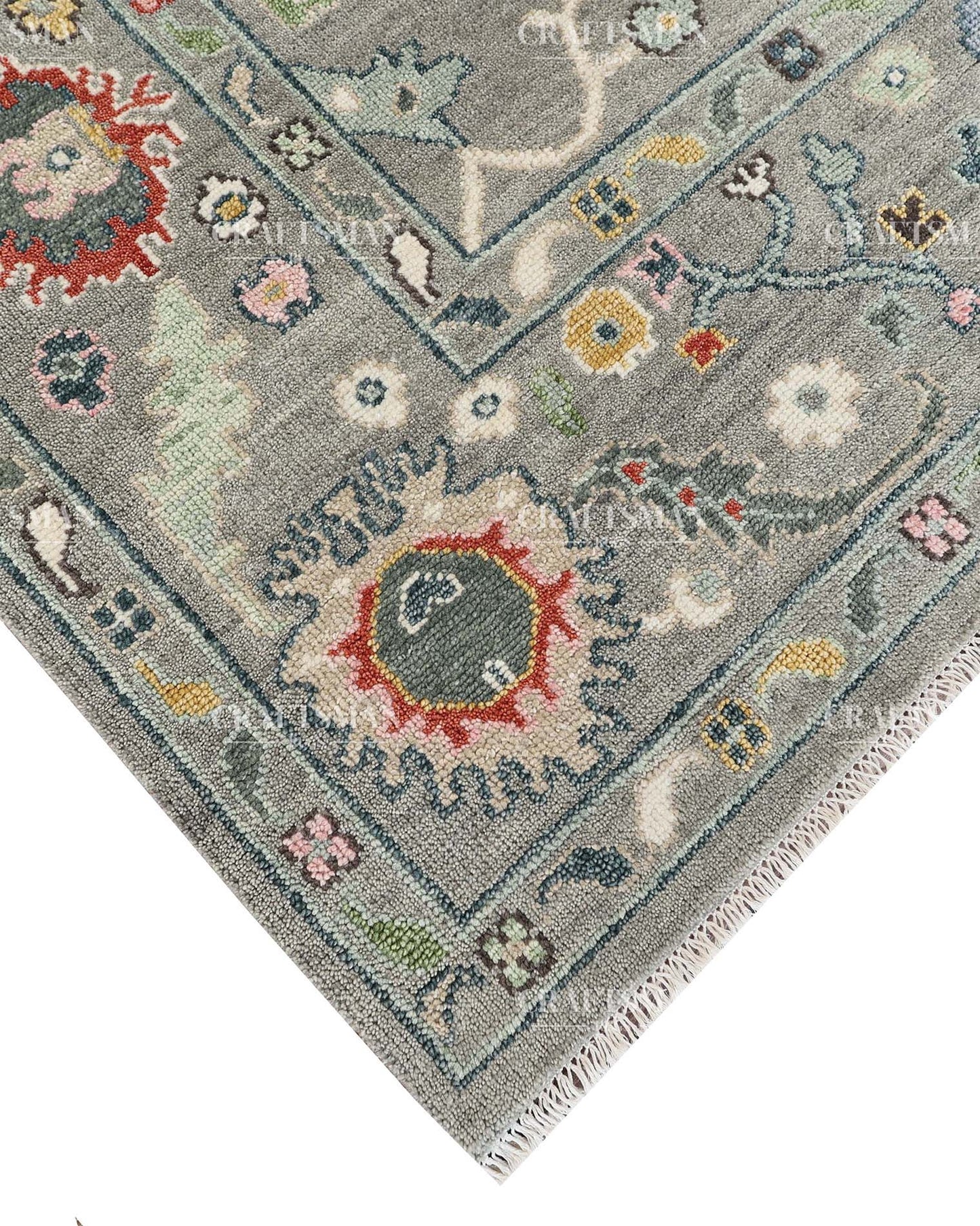 Arizel Wool Hand-Knotted Oushak-Inspired Rug