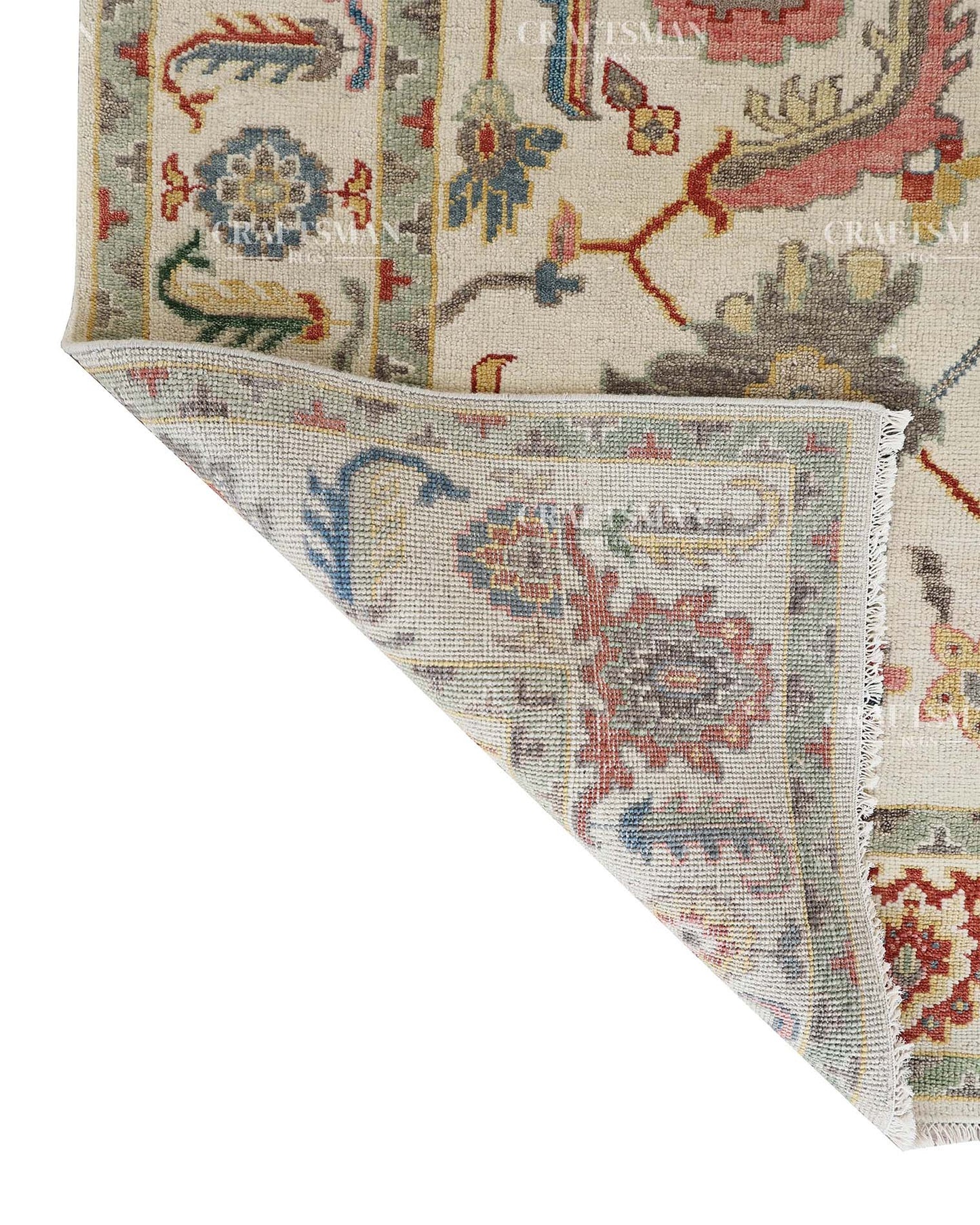 Thoryen Wool Hand-Knotted Oushak-Inspired Rug