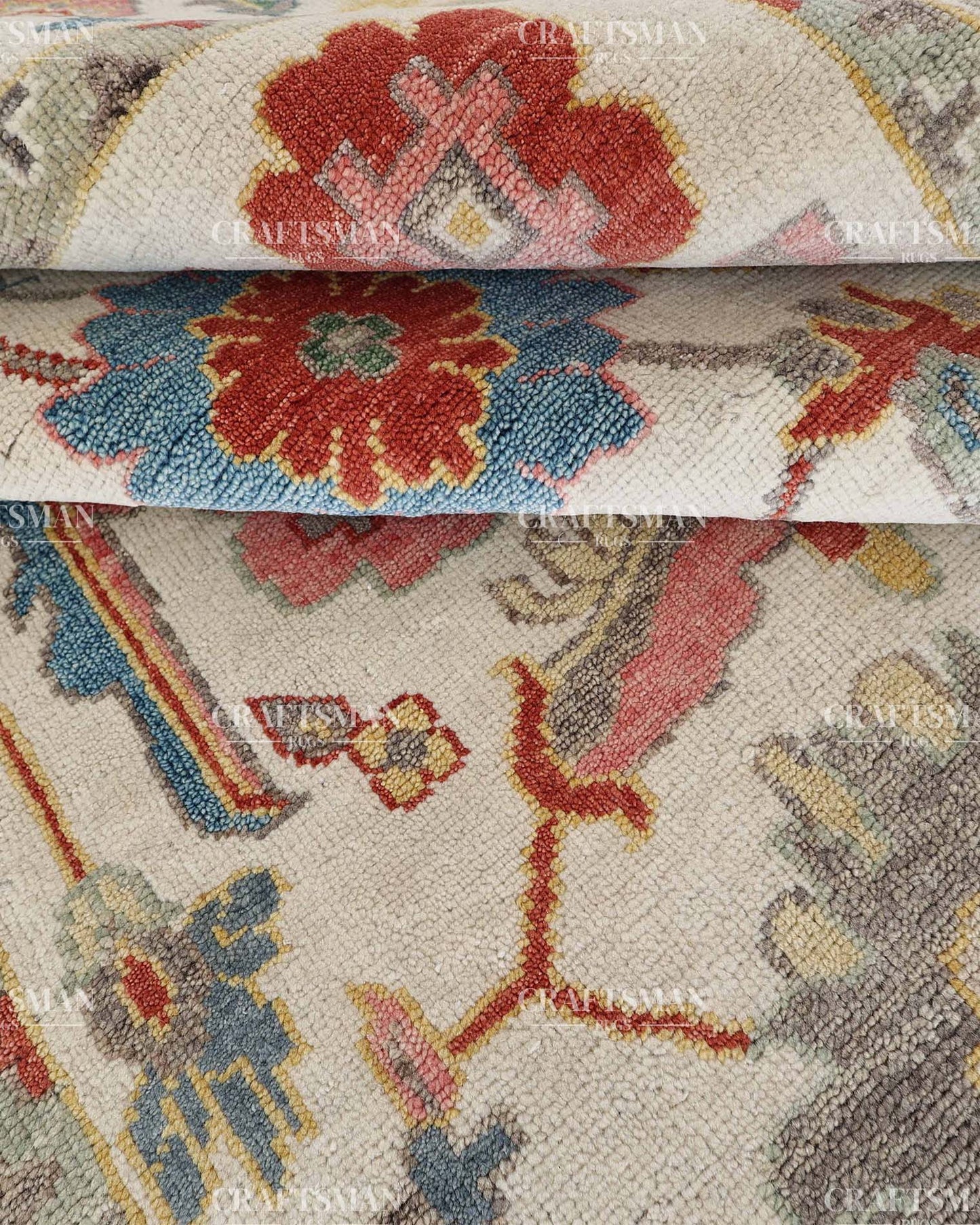 Thoryen Wool Hand-Knotted Oushak-Inspired Rug