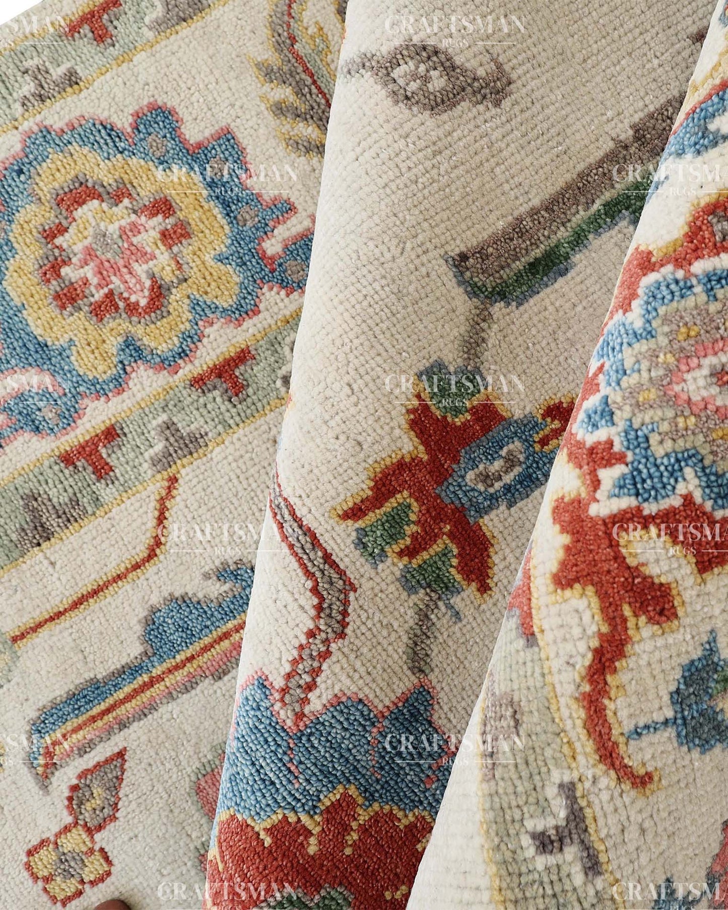 Thoryen Wool Hand-Knotted Oushak-Inspired Rug