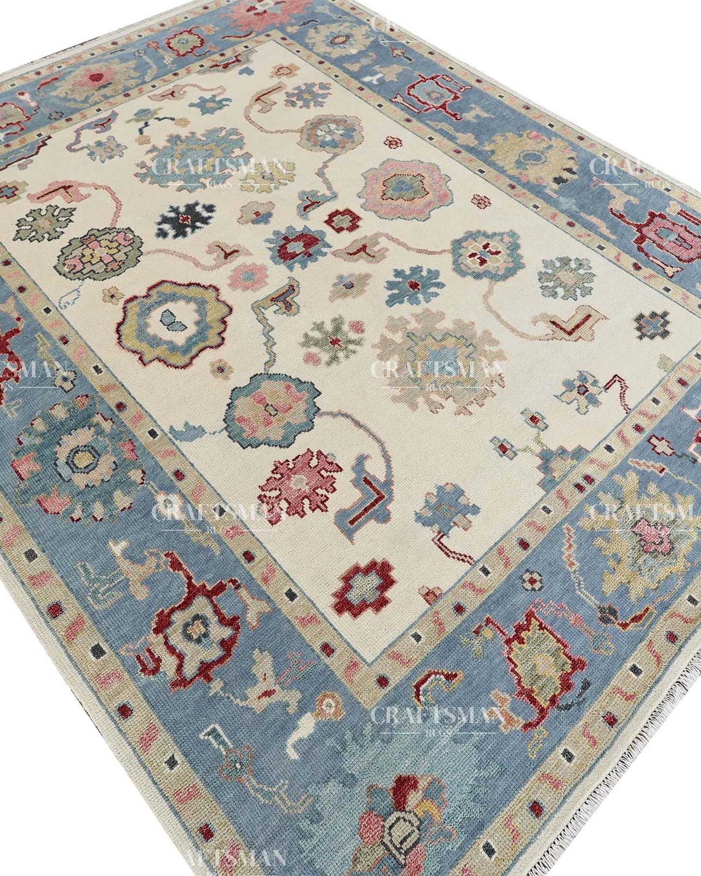 Vezura Wool Hand-Knotted Oushak-Inspired Rug