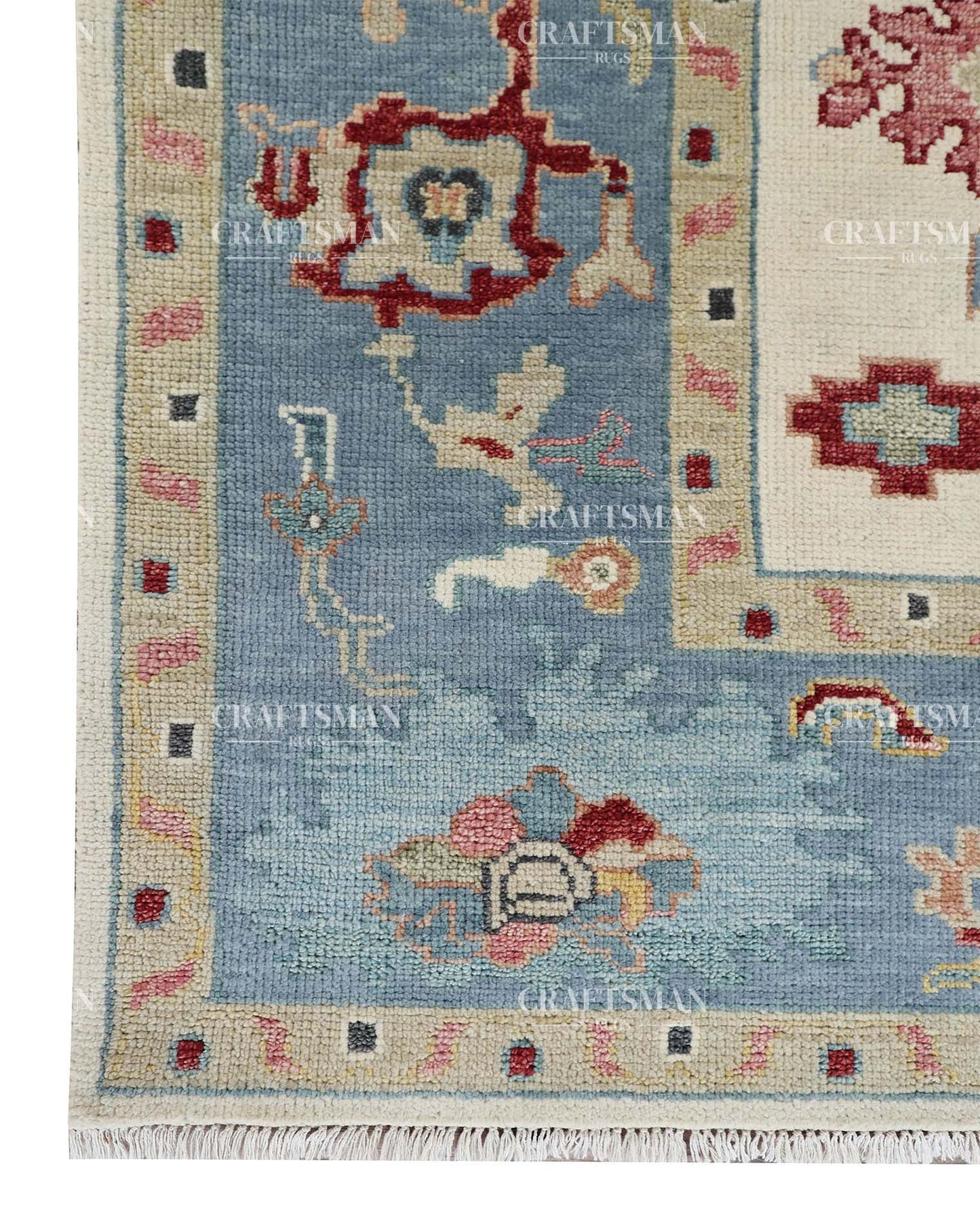 Vezura Wool Hand-Knotted Oushak-Inspired Rug