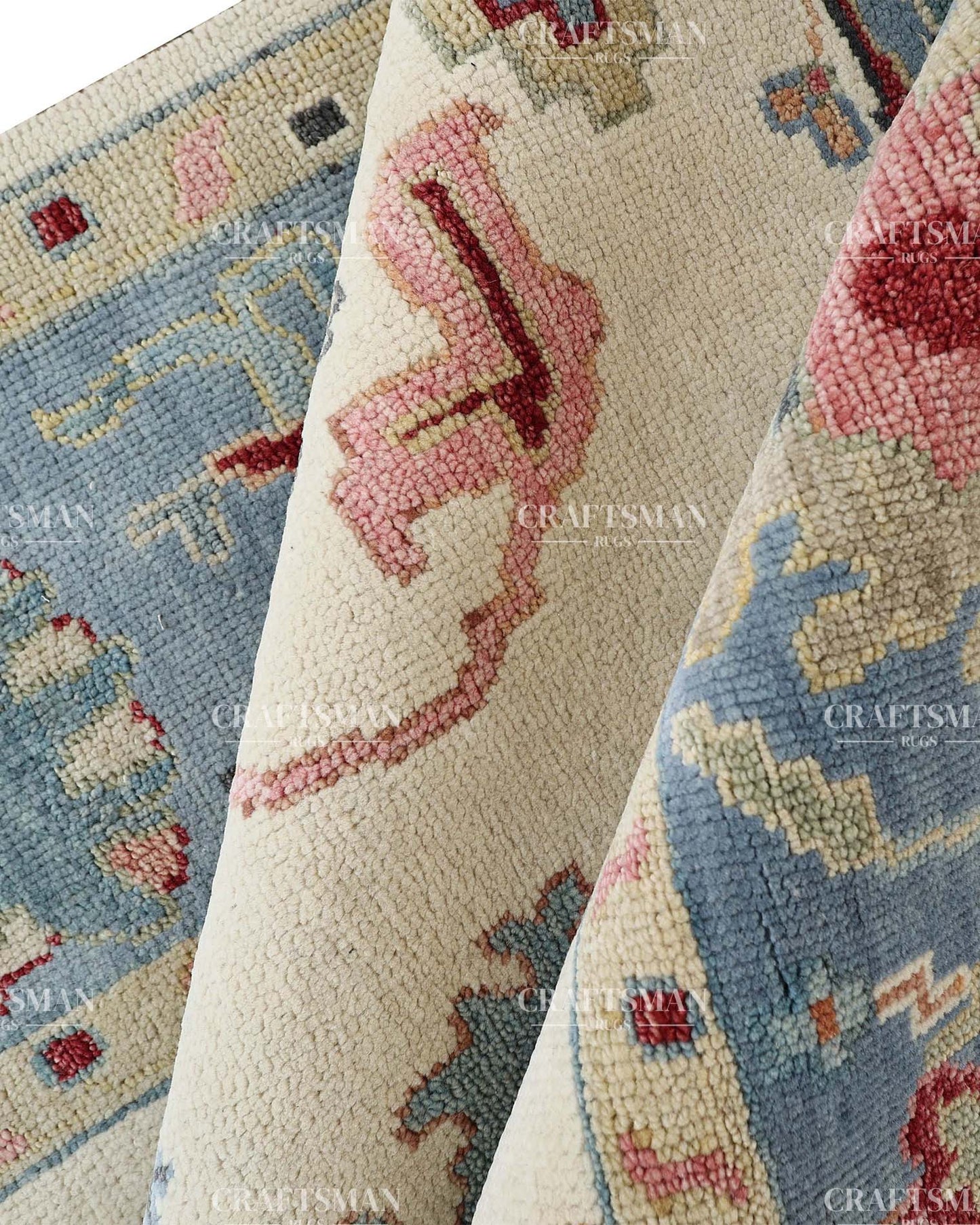 Vezura Wool Hand-Knotted Oushak-Inspired Rug