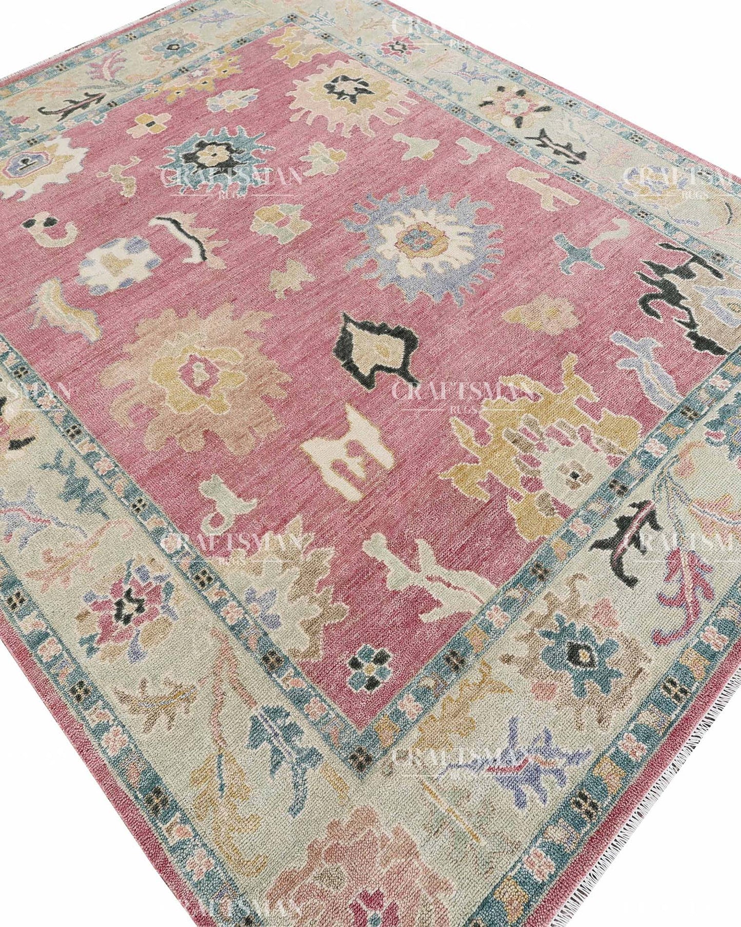 Elvorya Wool Hand-Knotted Oushak-Inspired Rug