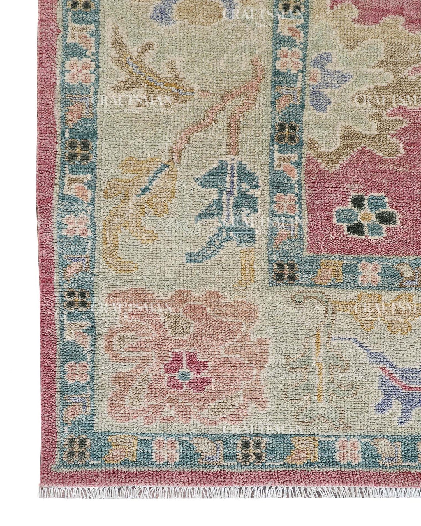 Elvorya Wool Hand-Knotted Oushak-Inspired Rug