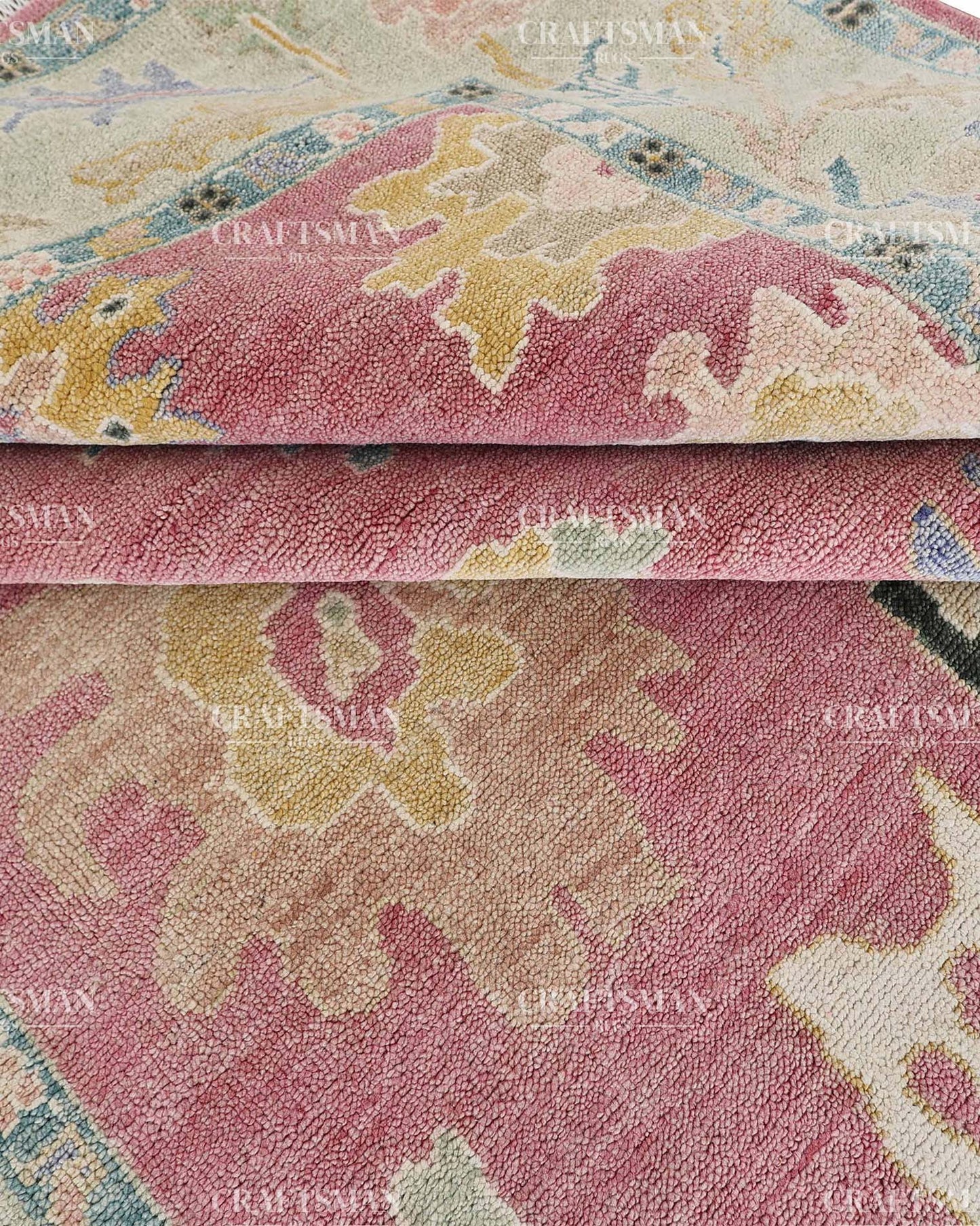 Elvorya Wool Hand-Knotted Oushak-Inspired Rug