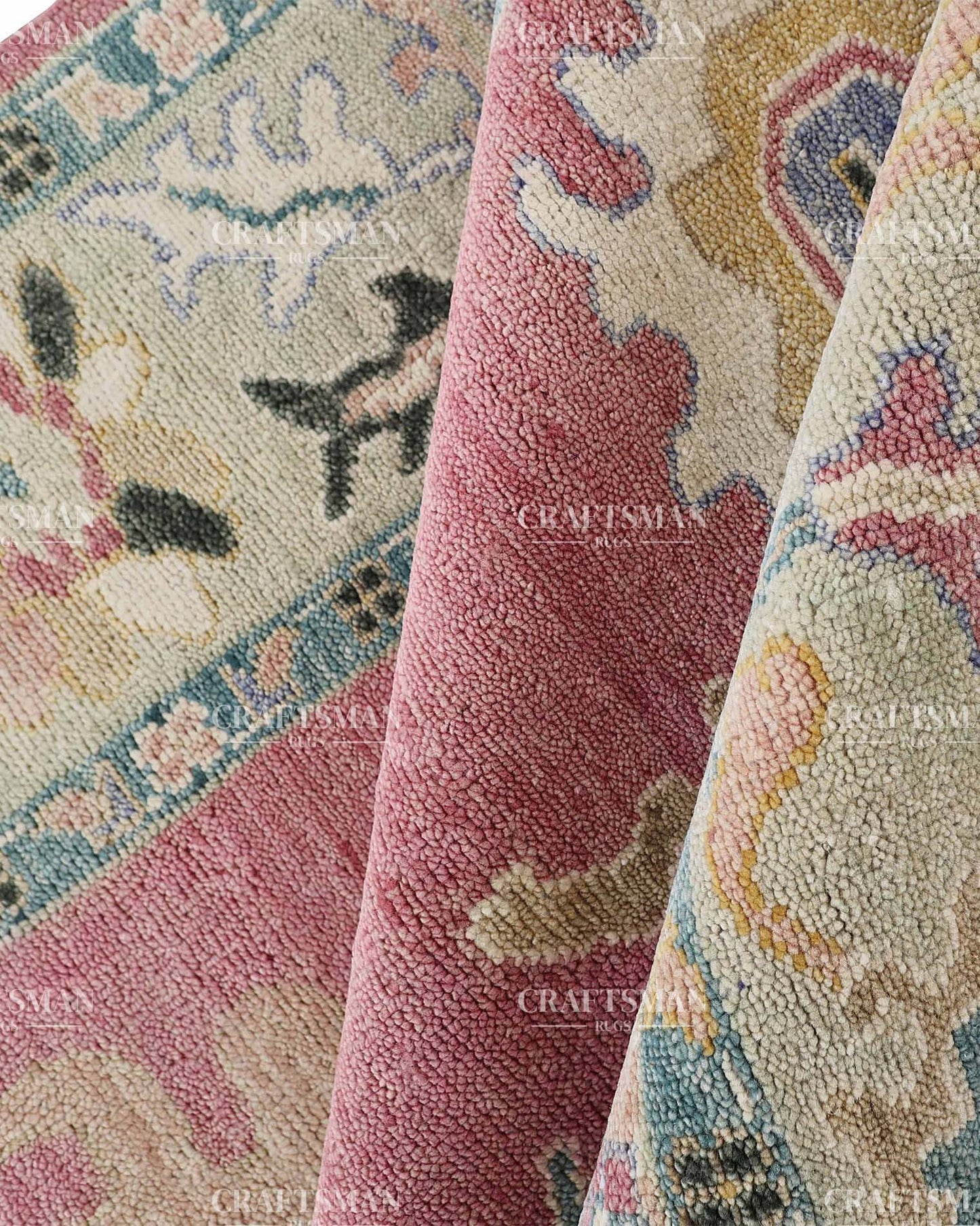 Elvorya Wool Hand-Knotted Oushak-Inspired Rug